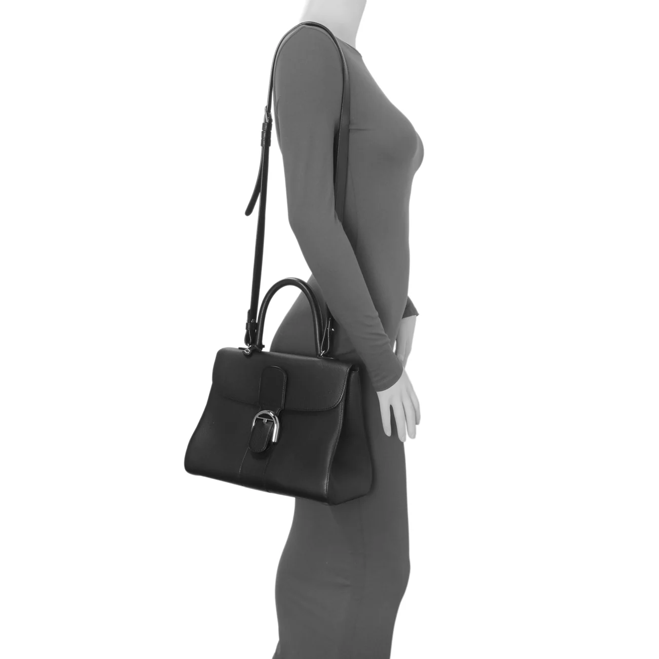 Delvaux Black Grained Calfskin Brillant MM - Image 8