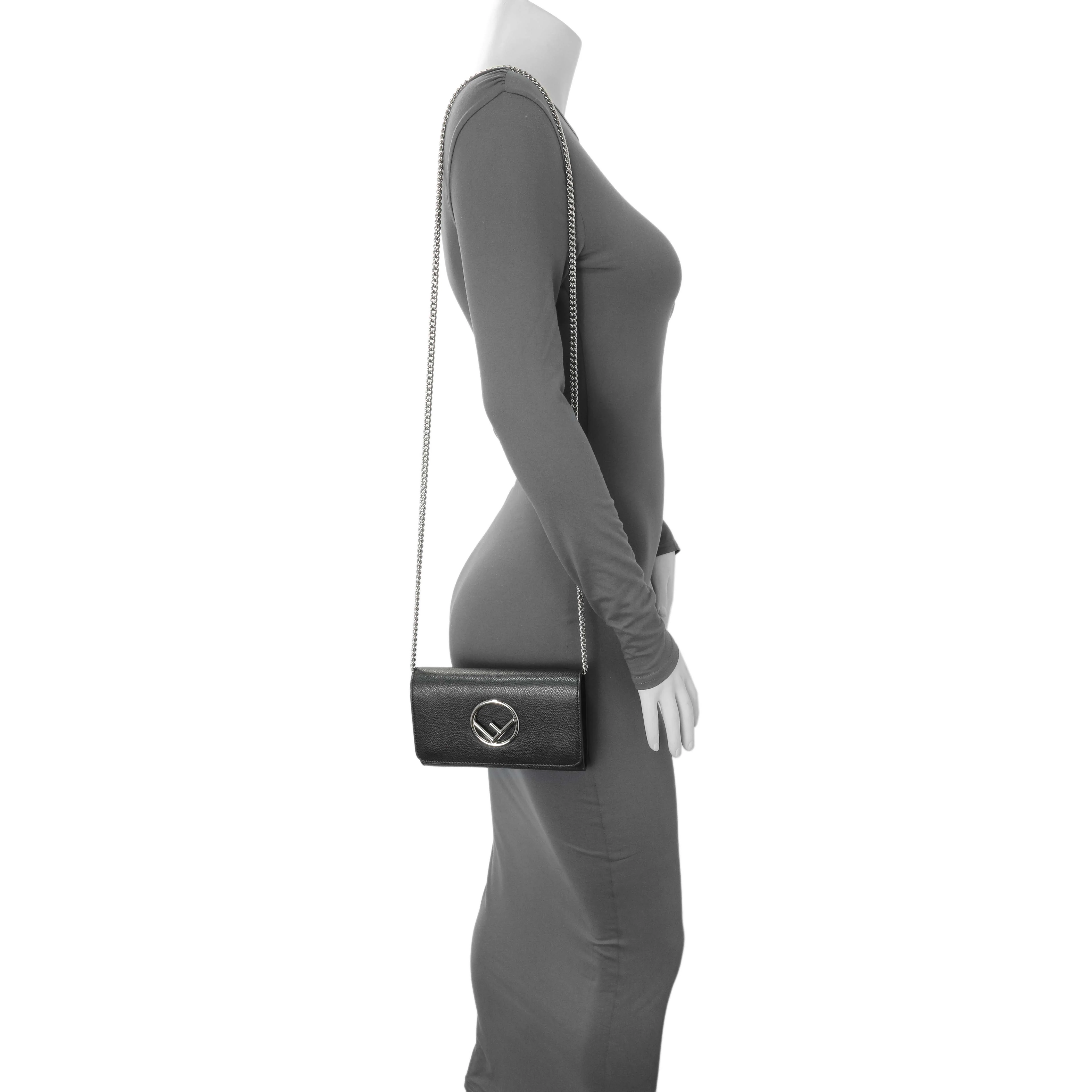Fendi Black Calfskin F is Fendi Kan I Wallet On Chain - Image 7