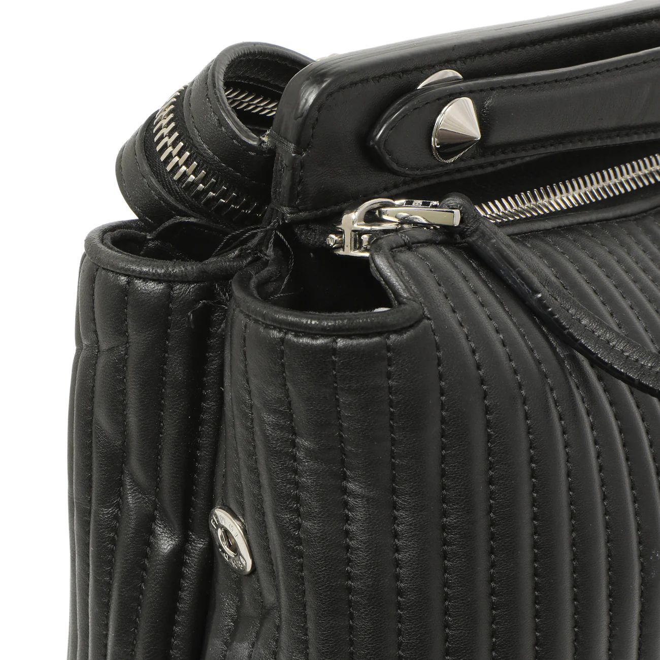 Fendi Black Nappa Trapuntata Medium DotCom Click Chain Satchel - Image 12