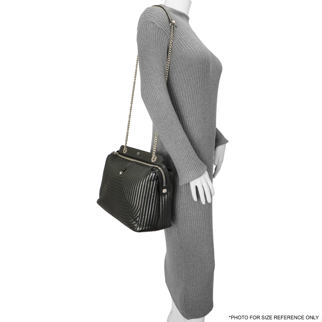 Fendi Black Nappa Trapuntata Medium DotCom Click Chain Satchel - Image 14