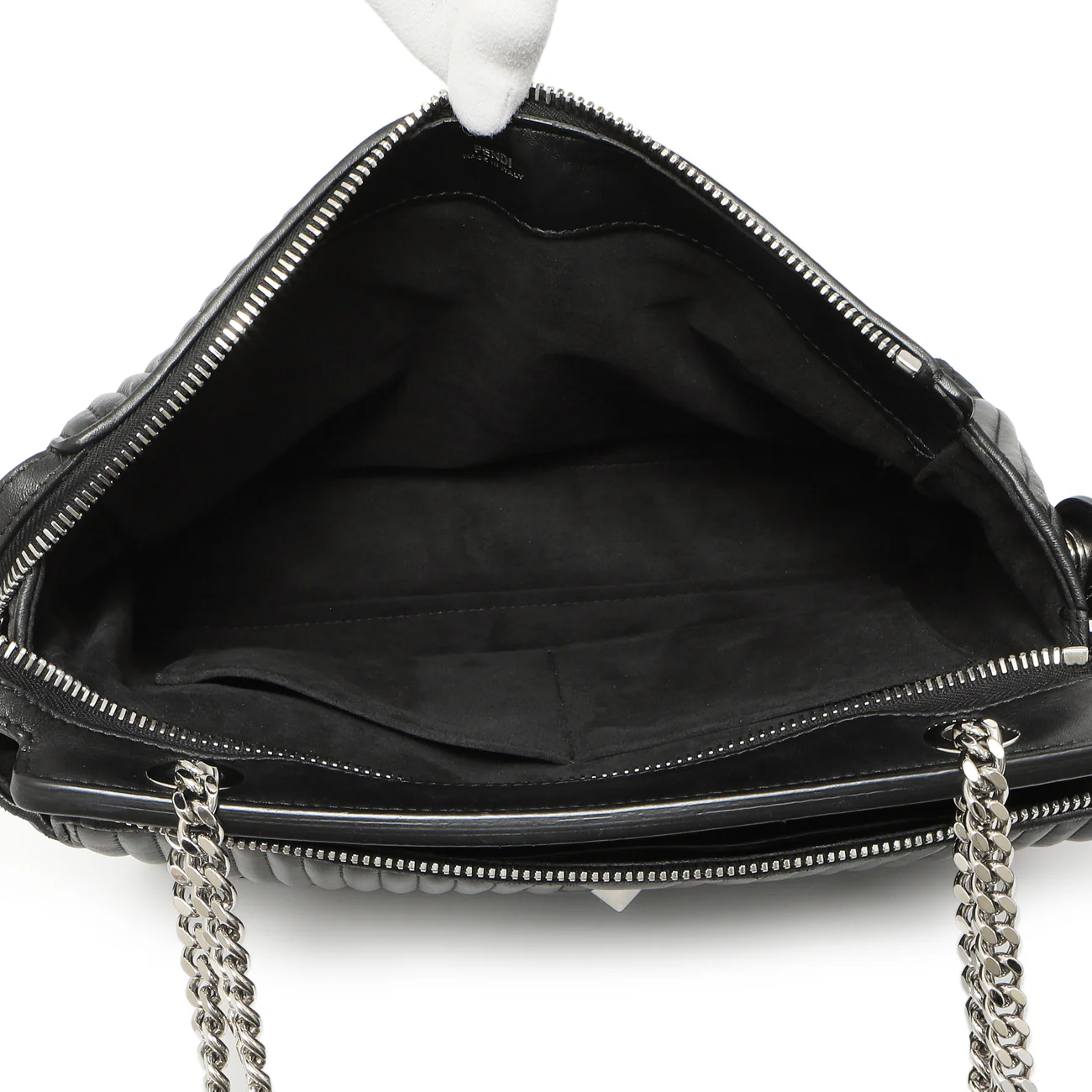 Fendi Black Nappa Trapuntata Medium DotCom Click Chain Satchel - Image 9