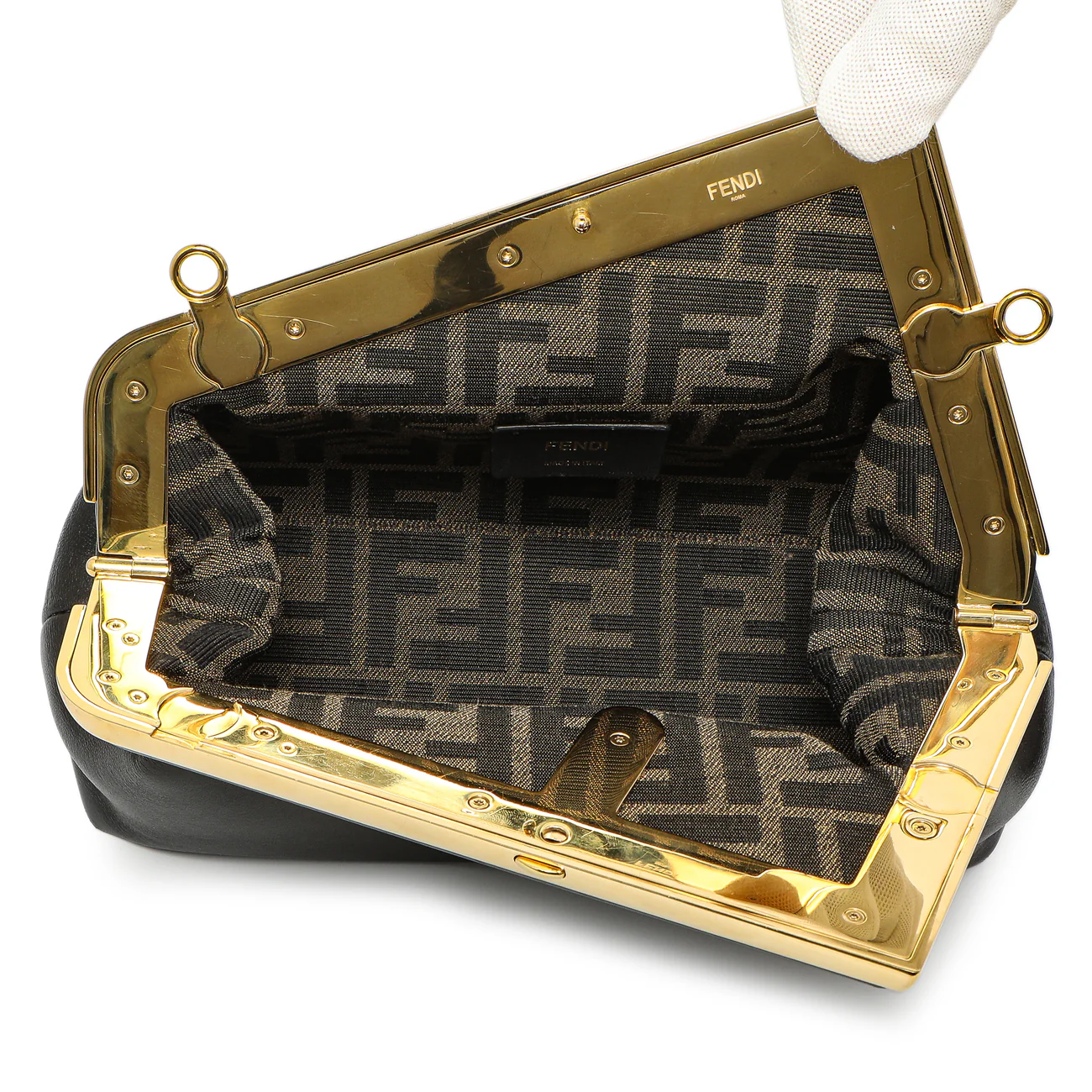 Fendi Black Shiny Nappa Small Fendi First - Image 8