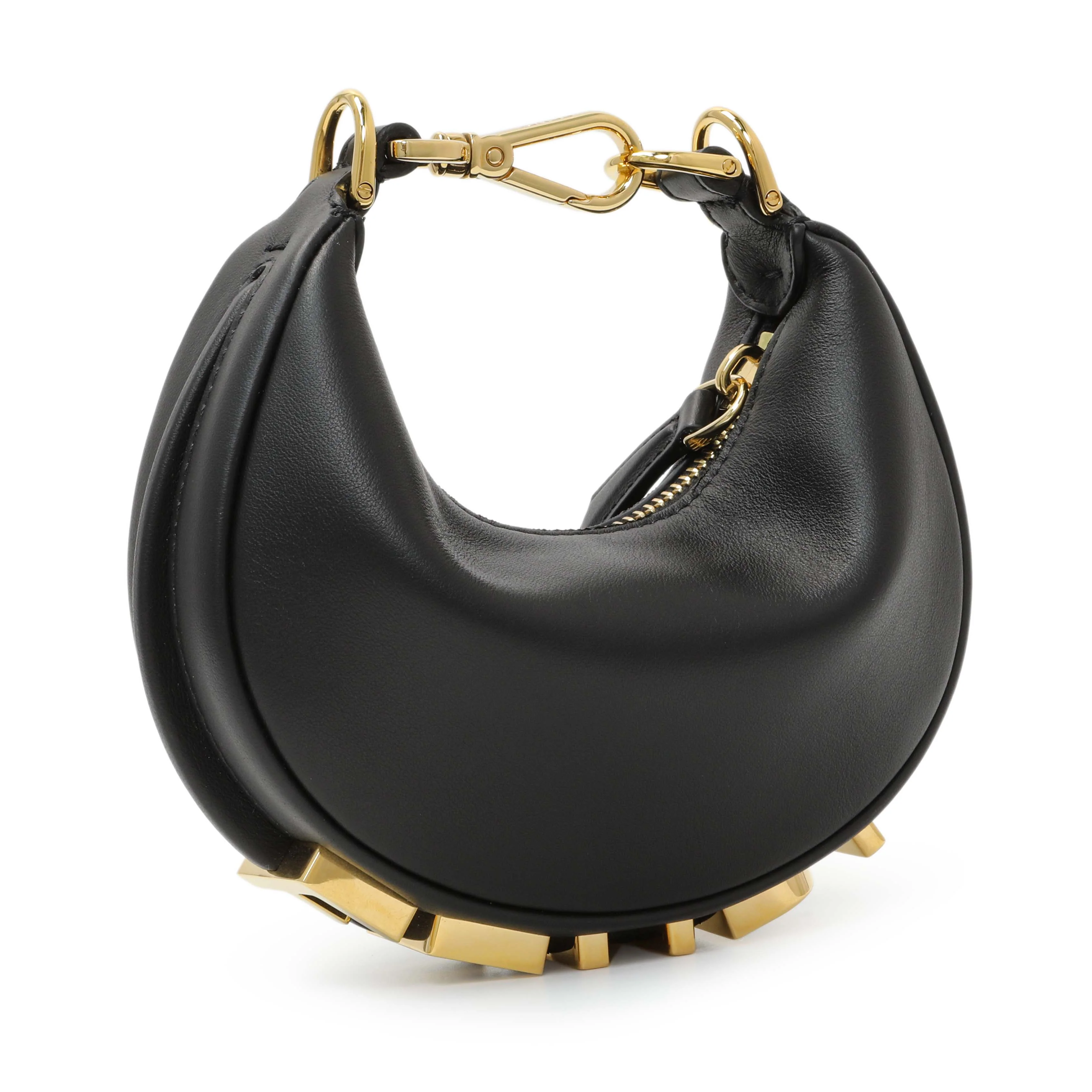 Fendi Black Vitello Grace Nano Fendigraphy Hobo Charm - Image 2