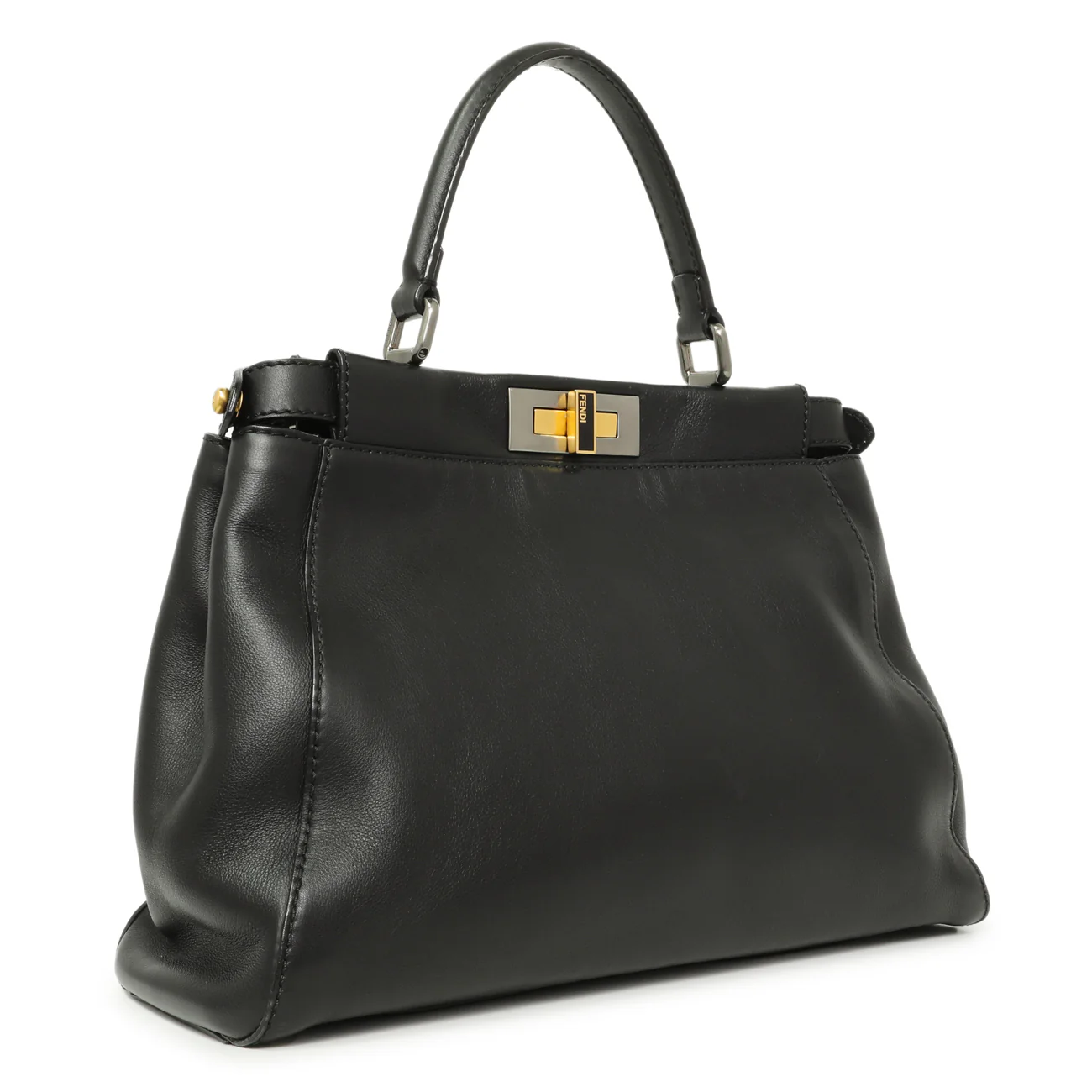 Fendi Black Vitello Seta Medium Peekaboo Iconic Satchel - Image 2