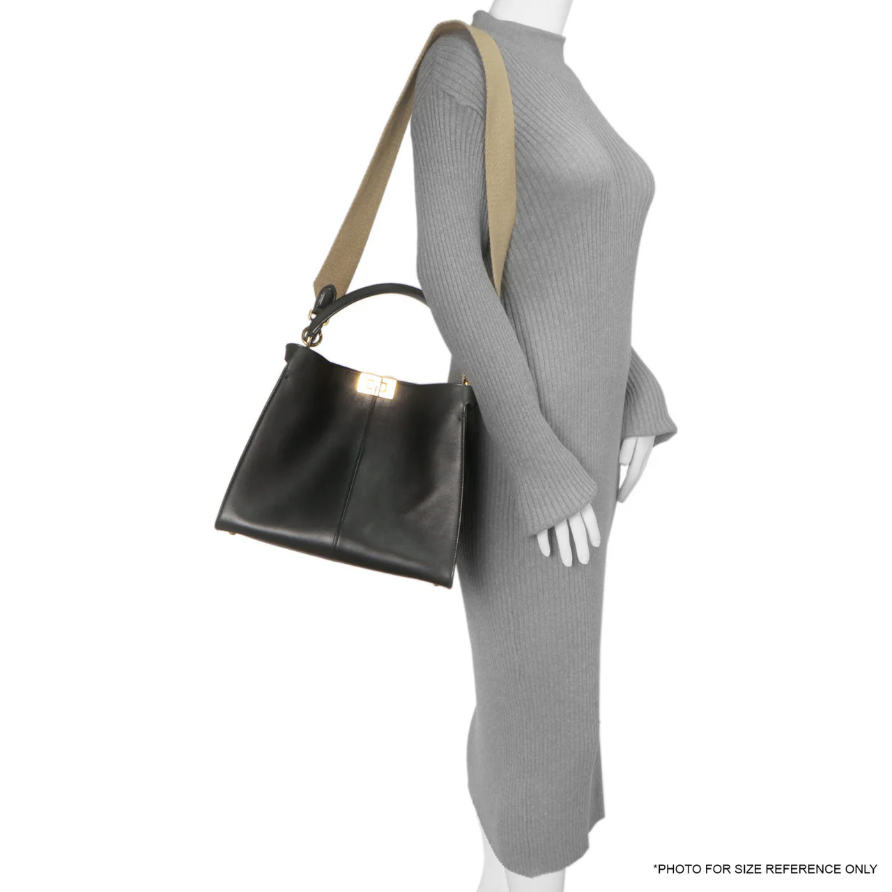 Fendi Black Vitello Seta Medium Peekaboo X-Lite - Image 11