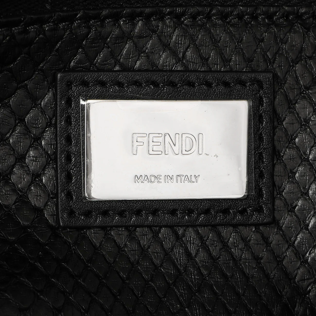 Fendi Black Vitello Seta Snakeskin Crocodile Monster Eyes Medium Peekaboo Iconic Satchel - Image 9