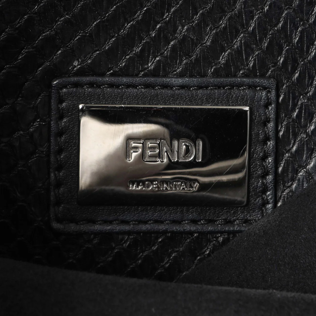 Fendi Black Vitello Seta Snakeskin Crocodile Monster Eyes Medium Peekaboo Iconic Satchel - Image 9