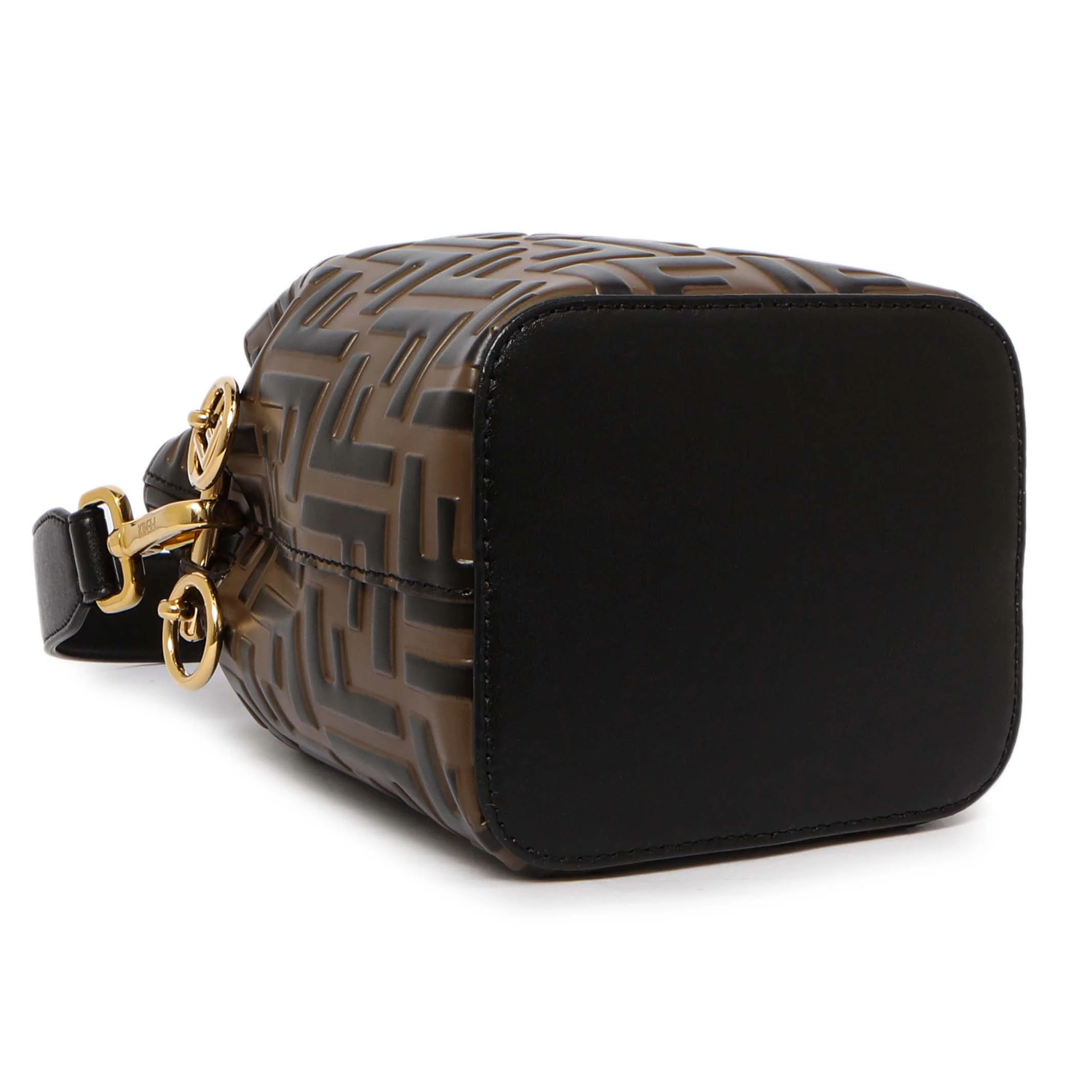 Fendi Brown Calfskin Zucca Embossed Mini Mon Tresor Bucket Bag - Image 4