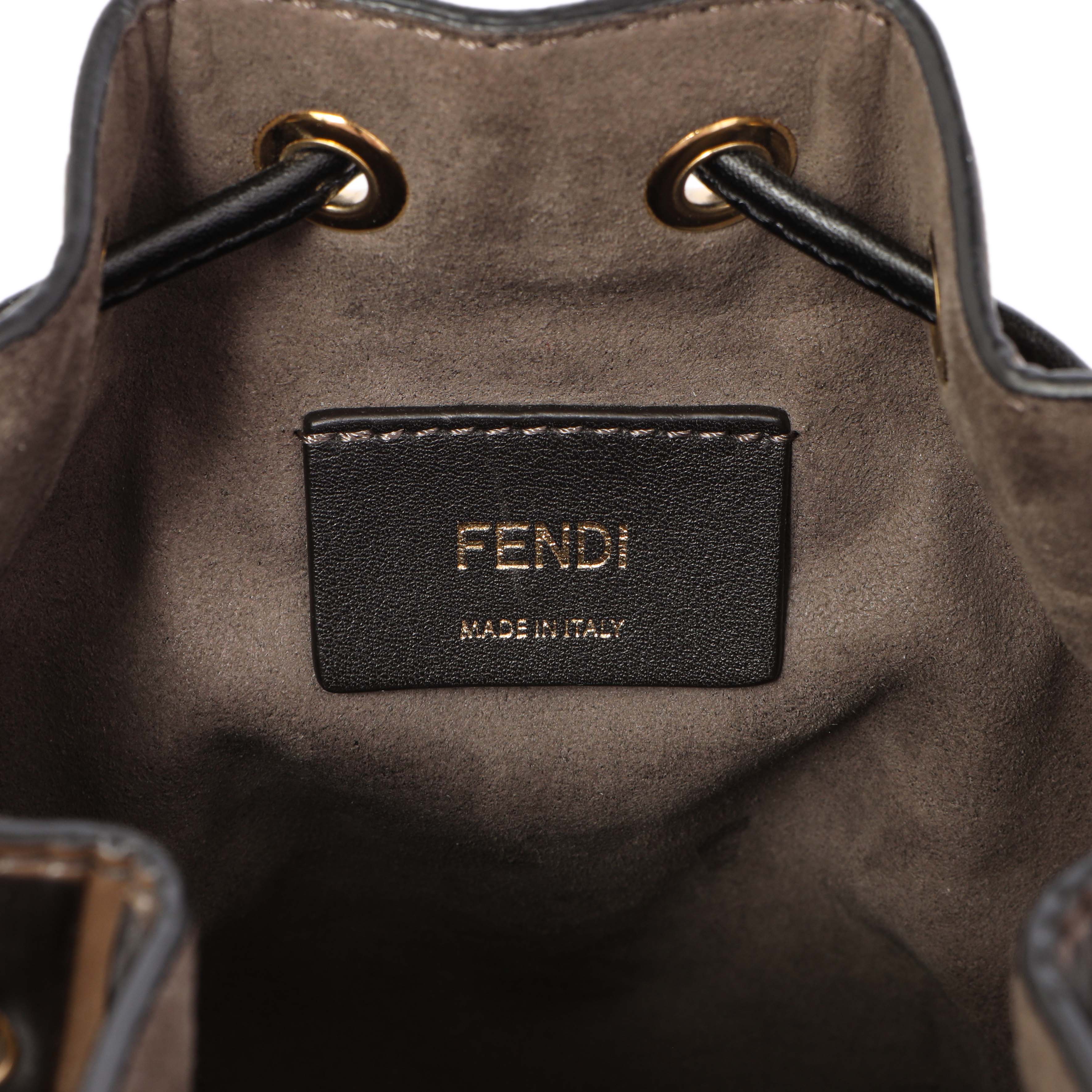 Fendi Brown Calfskin Zucca Embossed Mini Mon Tresor Bucket Bag - Image 6
