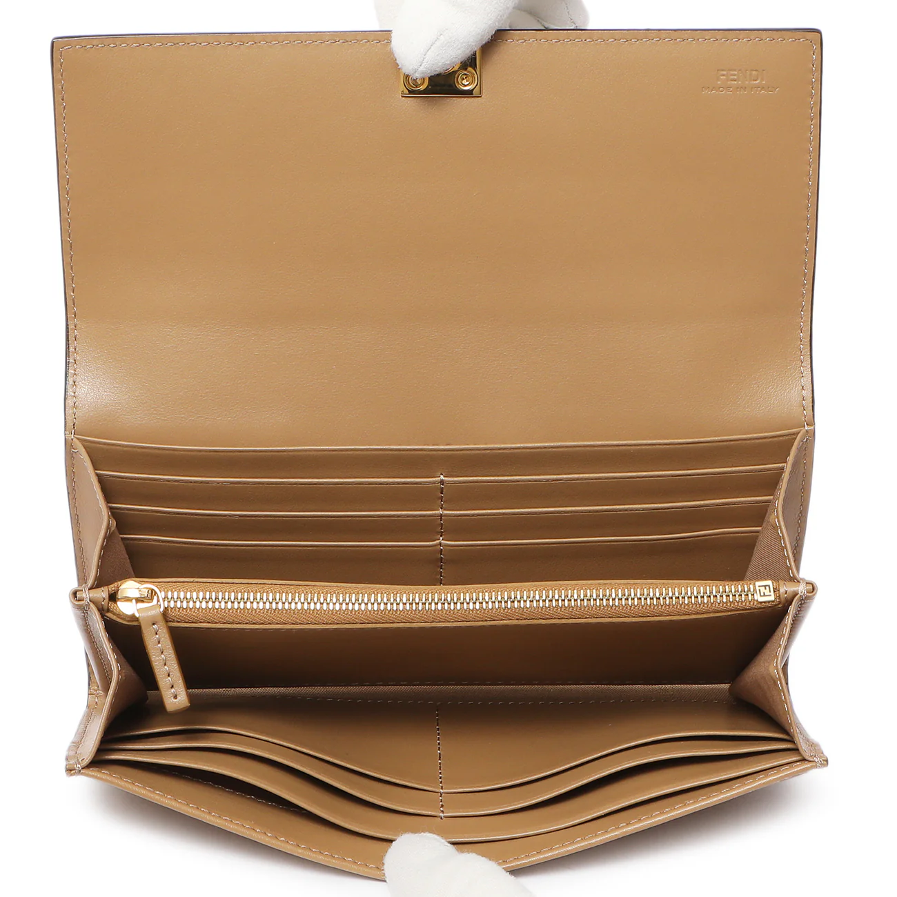 Fendi Brown Vitello Liberty Studded Continental Wallet - Image 4