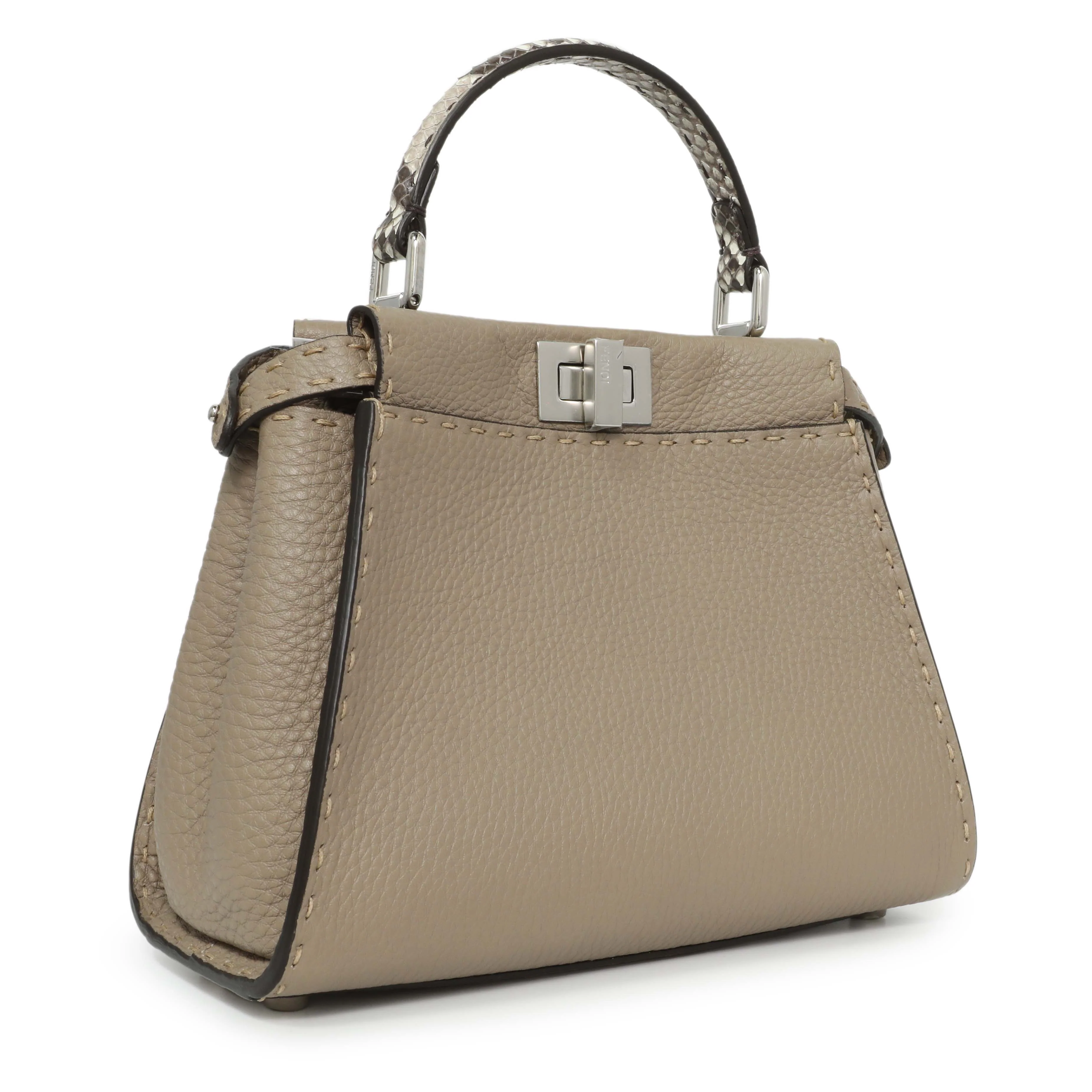 Fendi Cuoio Romano Snakeskin Selleria Mini Peekaboo Iconic Satchel - Image 2