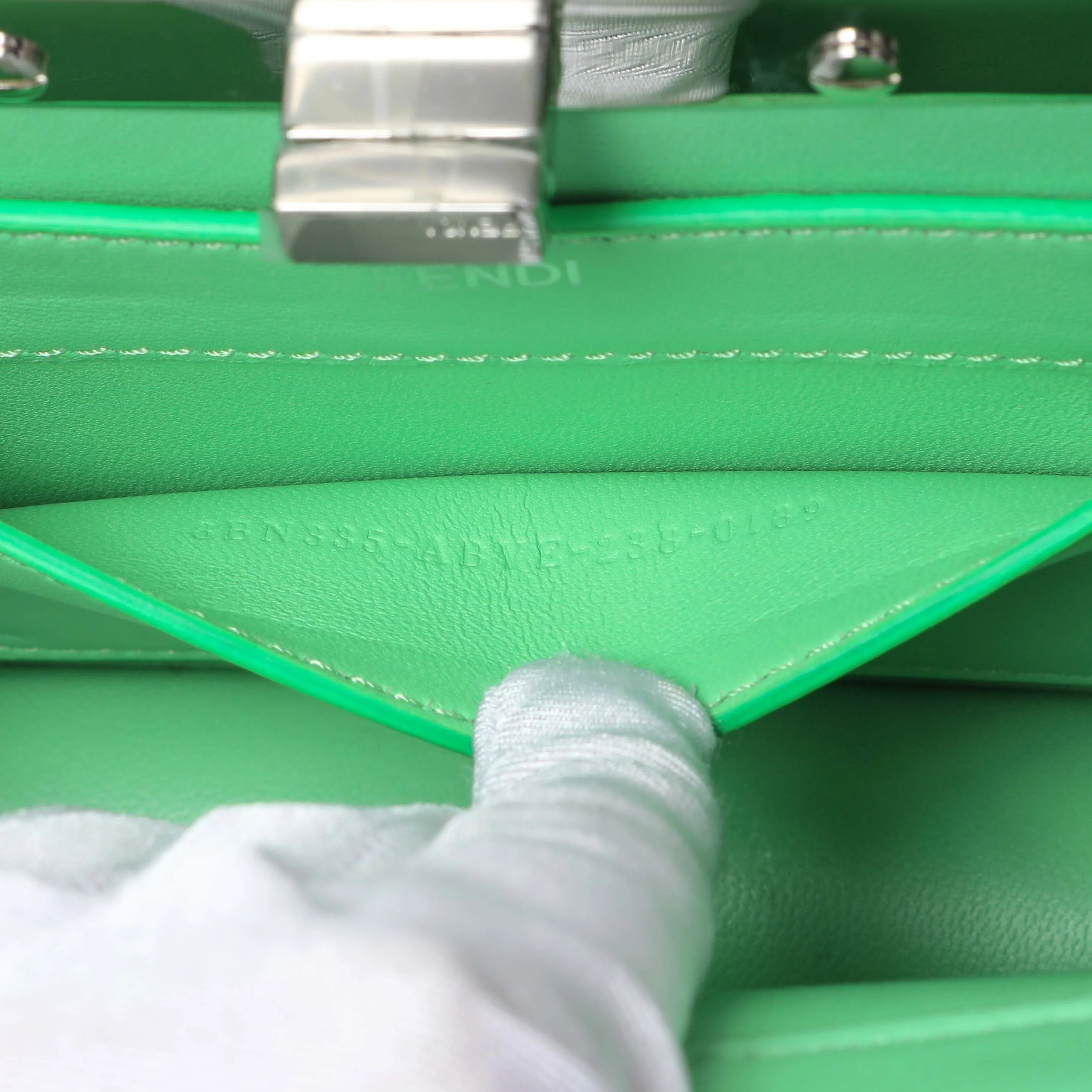 Fendi Edamame Shiny Nappa Petite Peekaboo I SEE U Satchel - Image 6