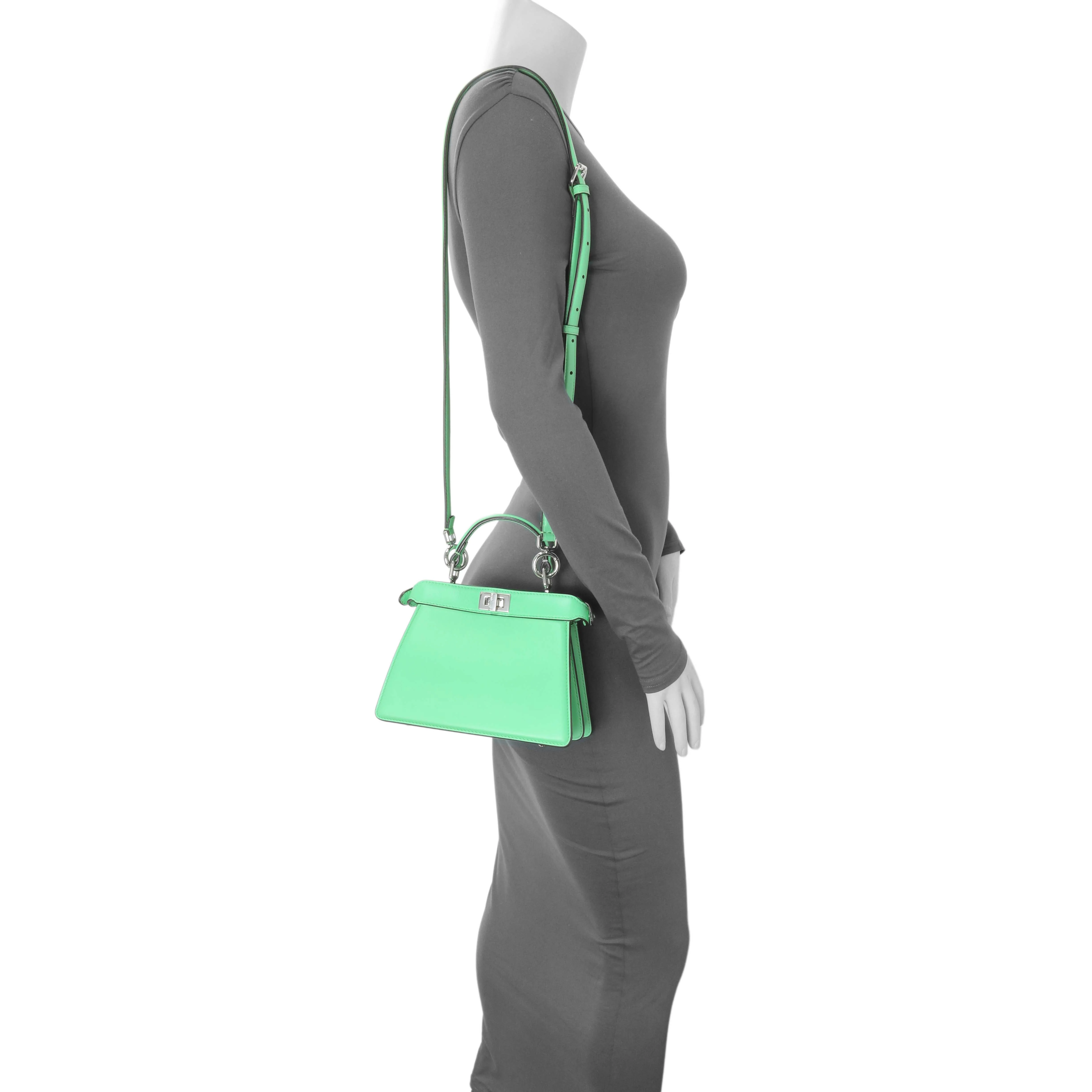 Fendi Edamame Shiny Nappa Petite Peekaboo I SEE U Satchel - Image 7