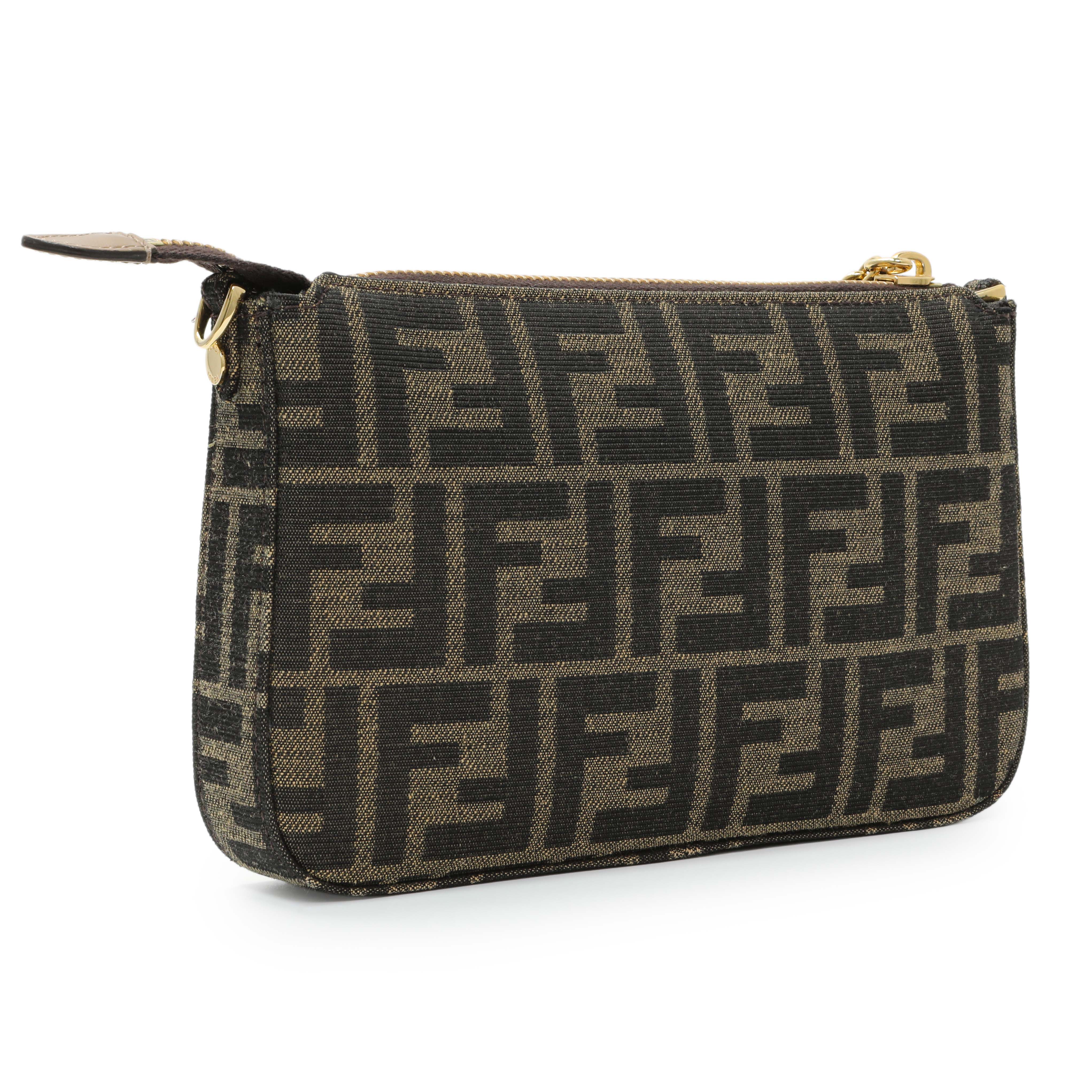 Fendi Fabric Jacquard Vitello Grace FF 1974 Baguette Pouch - Image 2