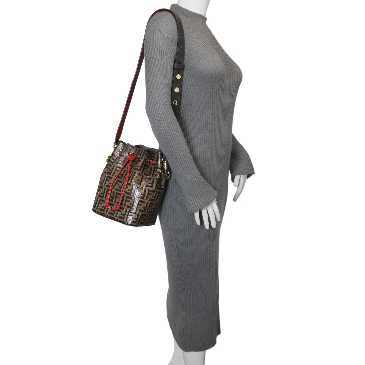 Fendi FF 1974 Embossed Calfskin Grande Mon Tresor Bucket Bag - Image 13