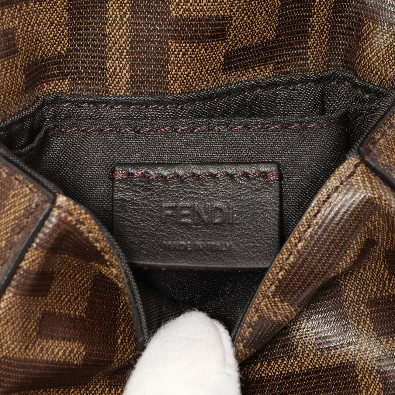 Fendi Glazed Canvas Vitello Century FF 1974 Nano Baguette Belt Bag - Image 5
