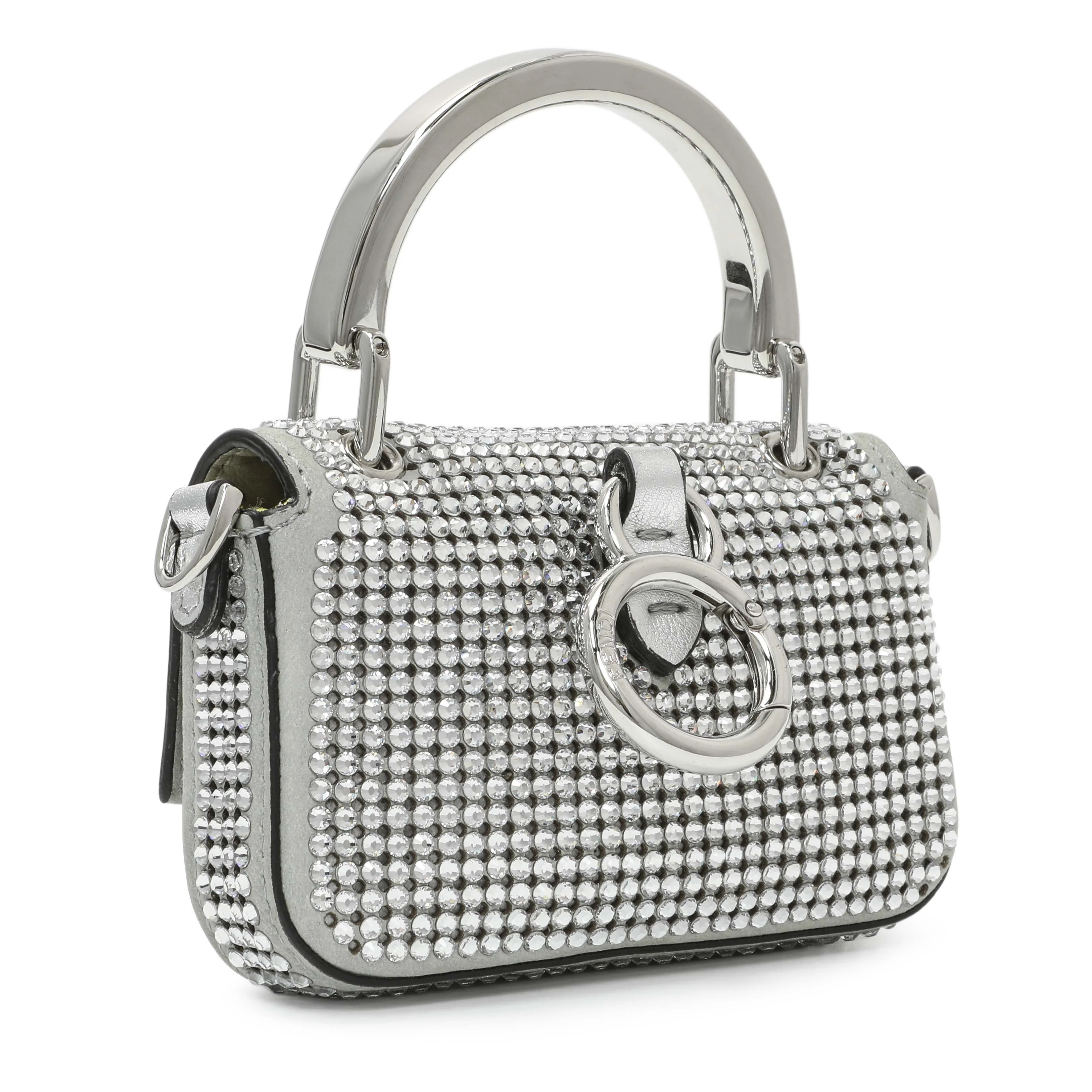 Fendi Grey Nubuck Crystal Nano Baguette Charm - Image 2