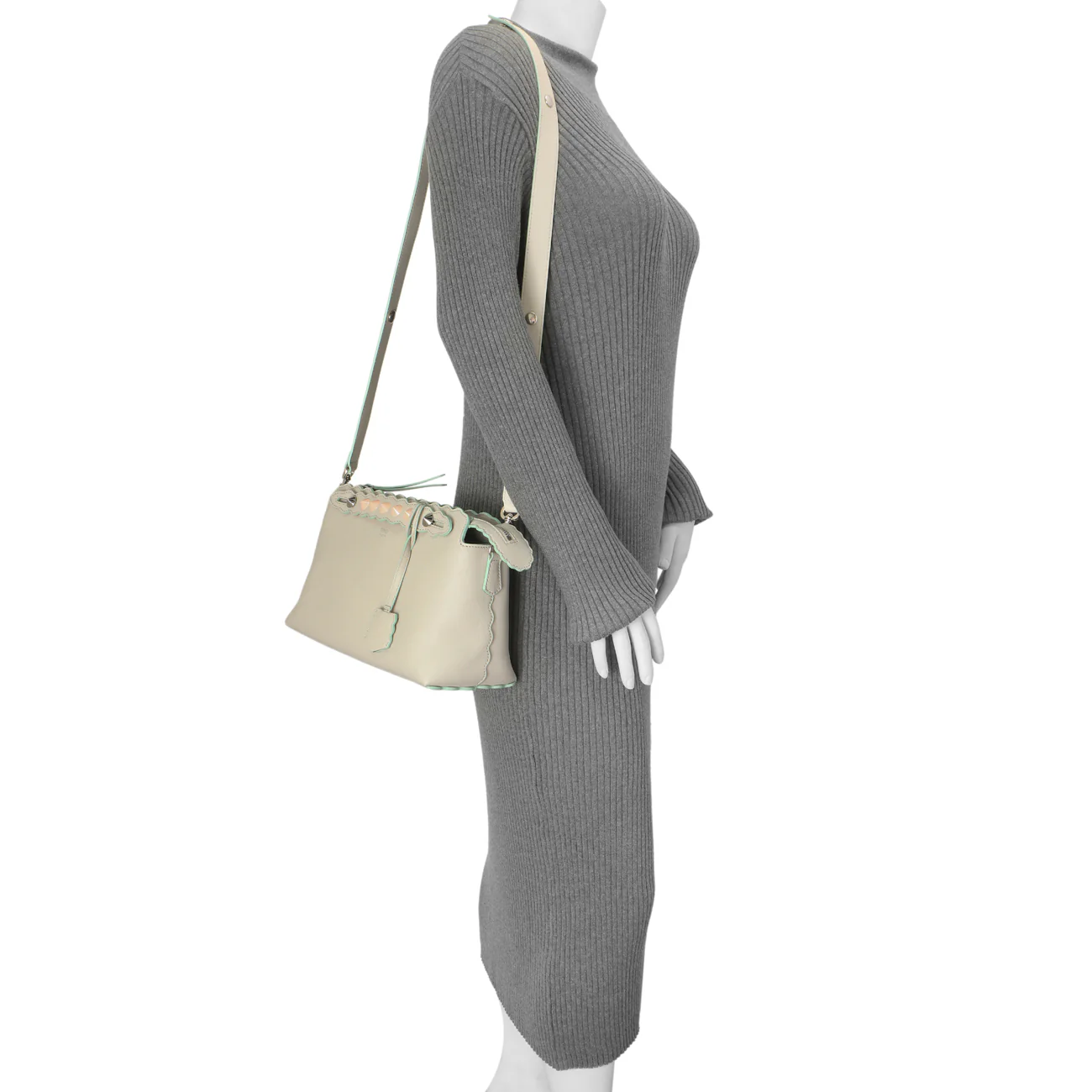 Fendi Grey Vitello Dolce Studded Medium By The Way - Image 11
