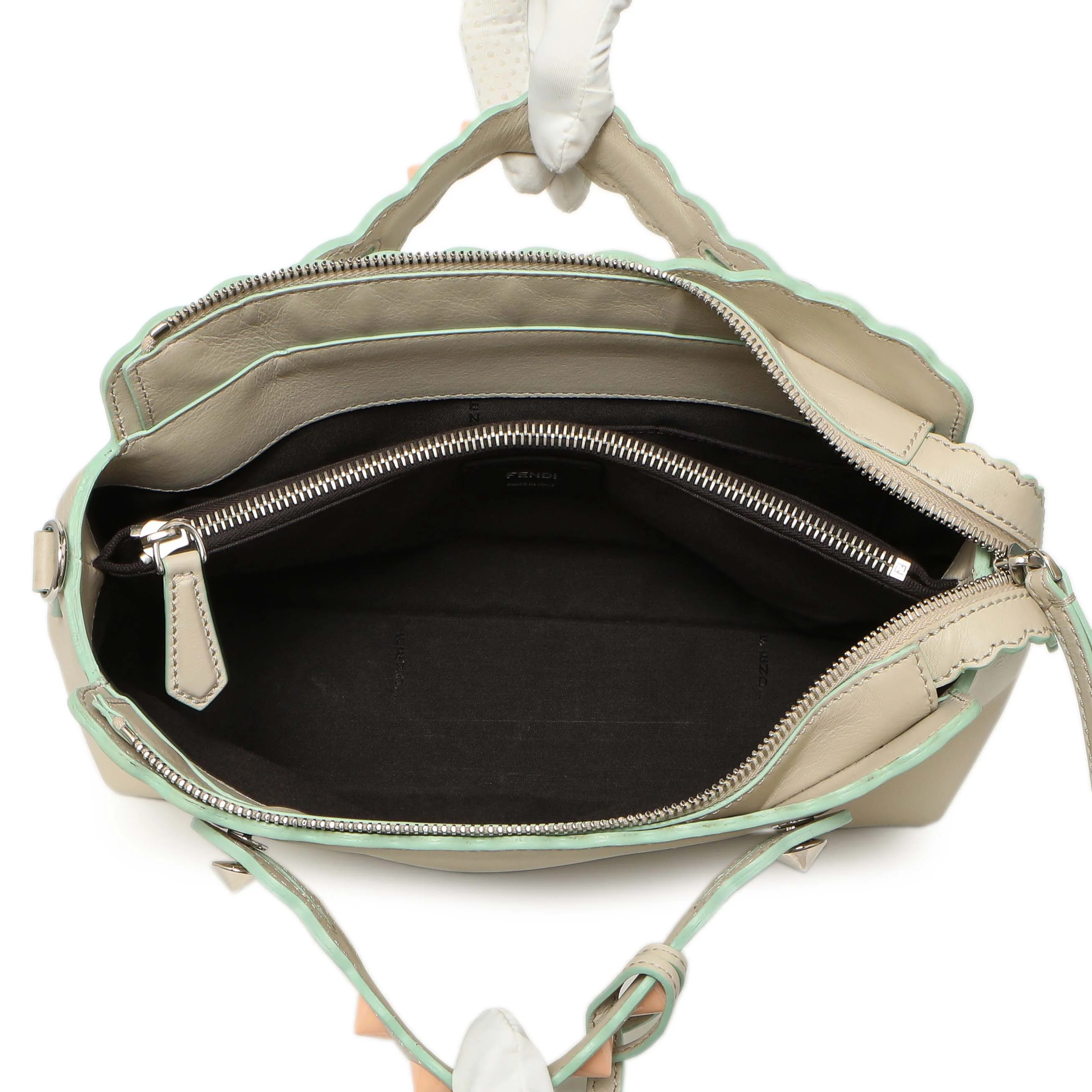 Fendi Grey Vitello Dolce Studded Medium By The Way - Image 4