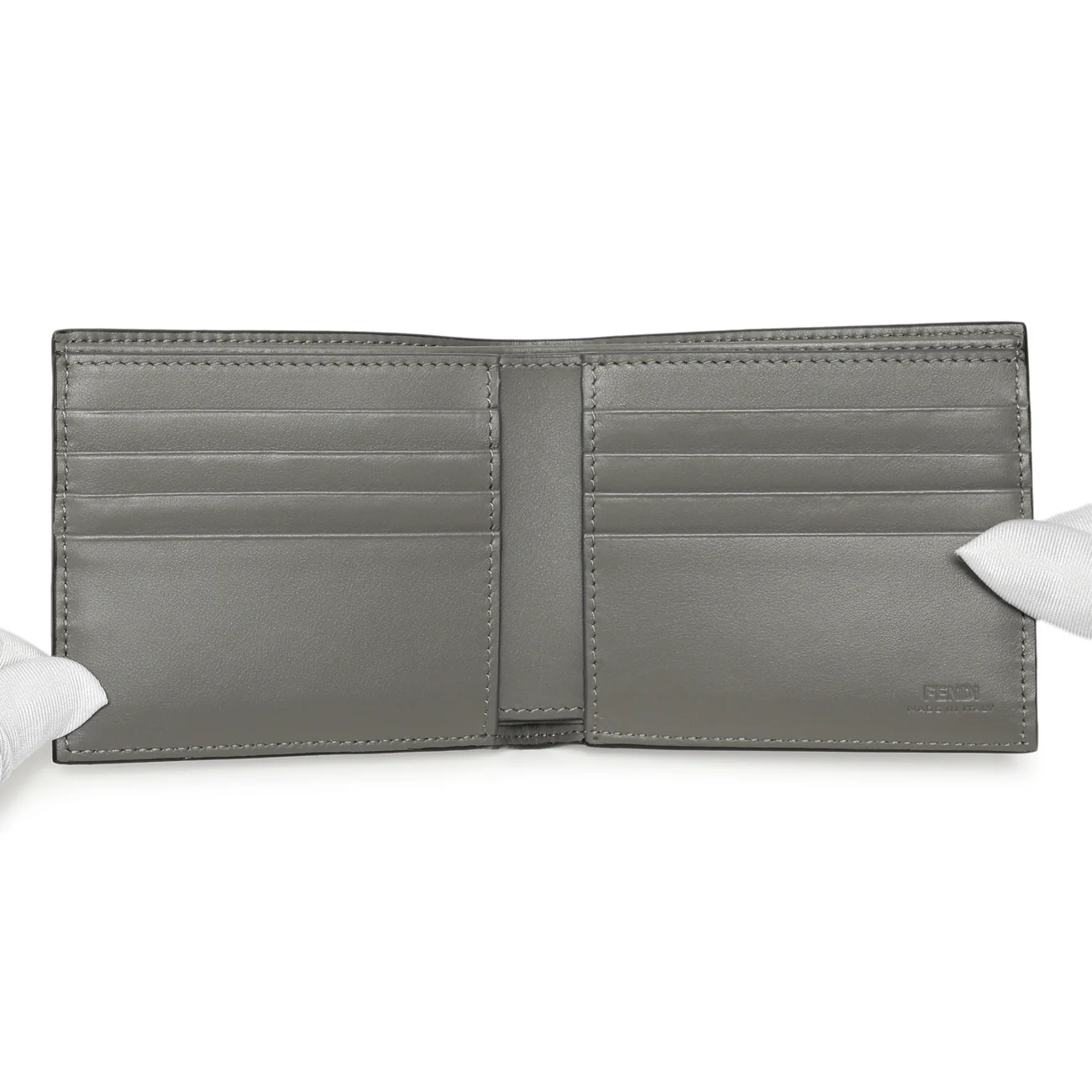 Fendi Grey Vitello King Diagonal Bifold Wallet - Image 4