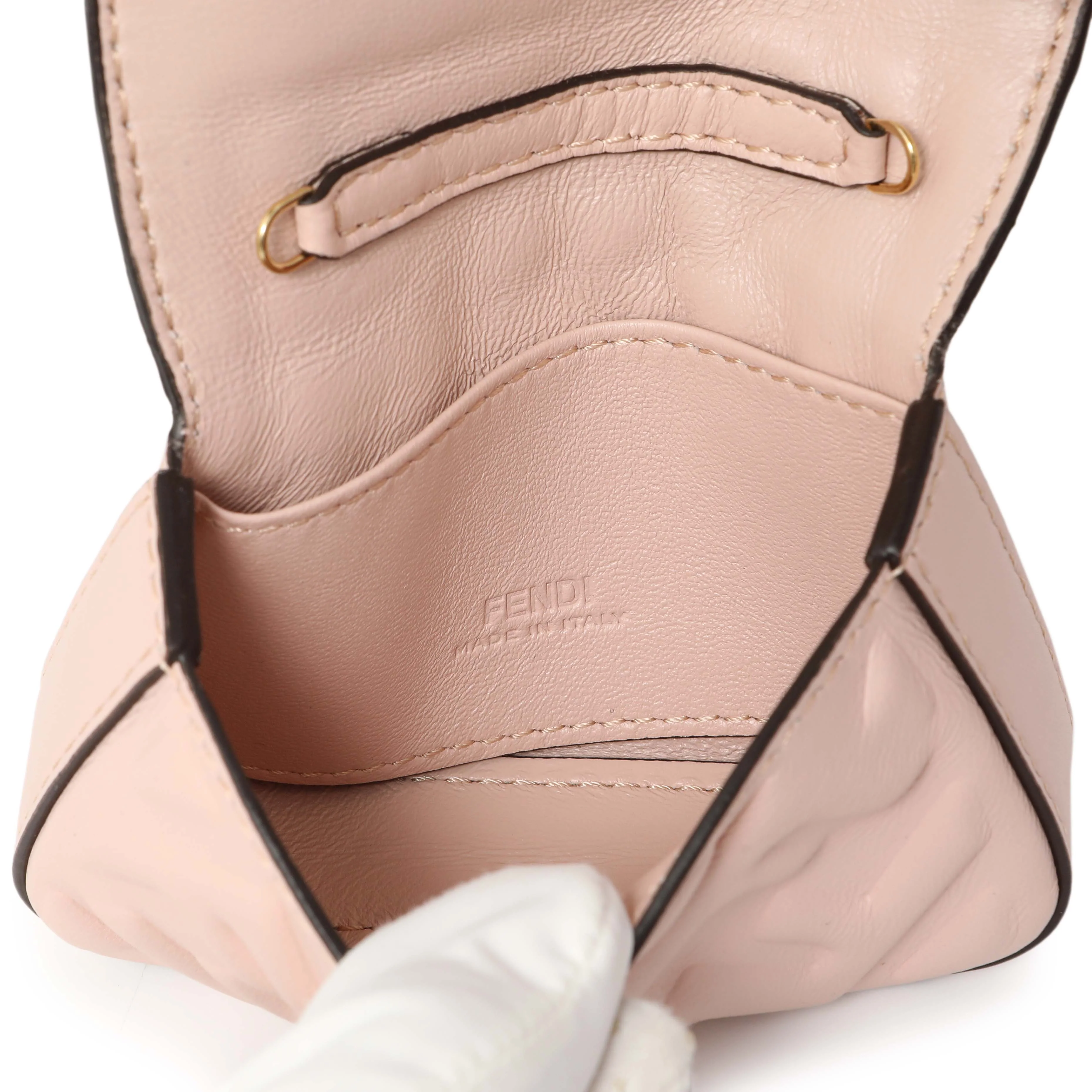 Fendi Pink Nappa Matisse FF Embossed Nano Baguette Charm - Image 5