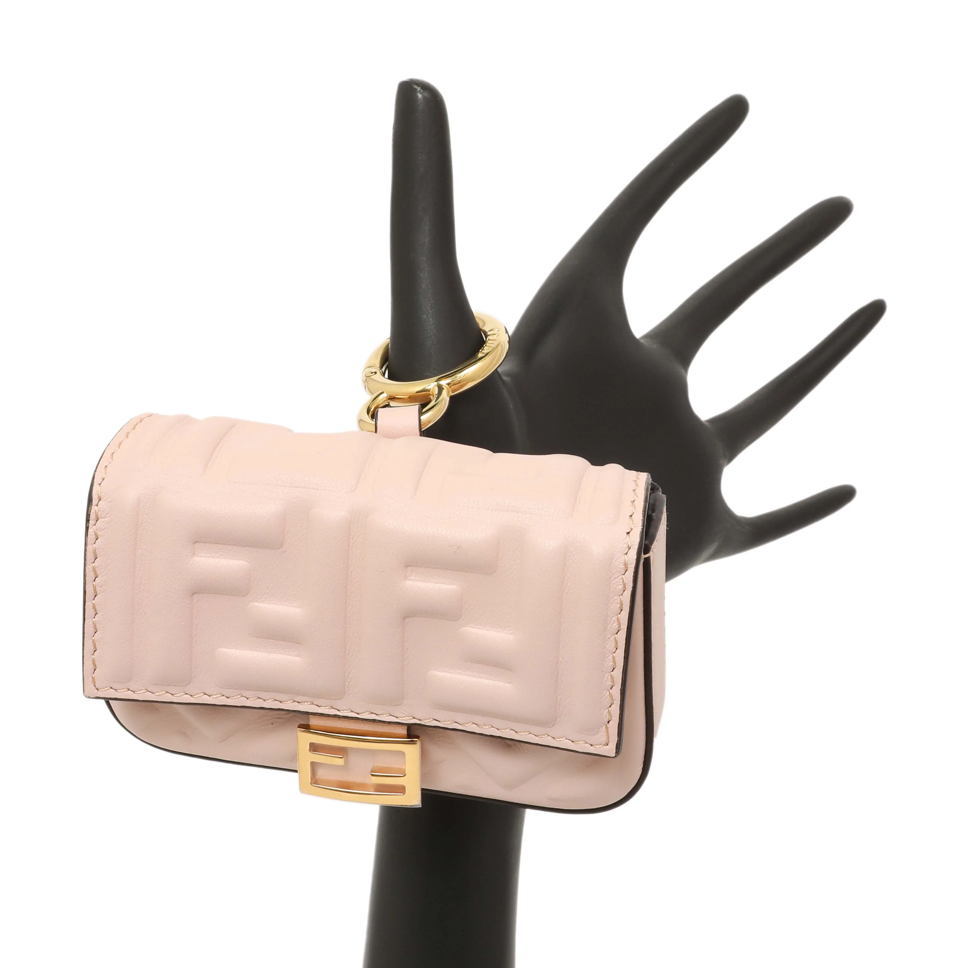 Fendi Pink Nappa Matisse FF Embossed Nano Baguette Charm - Image 7