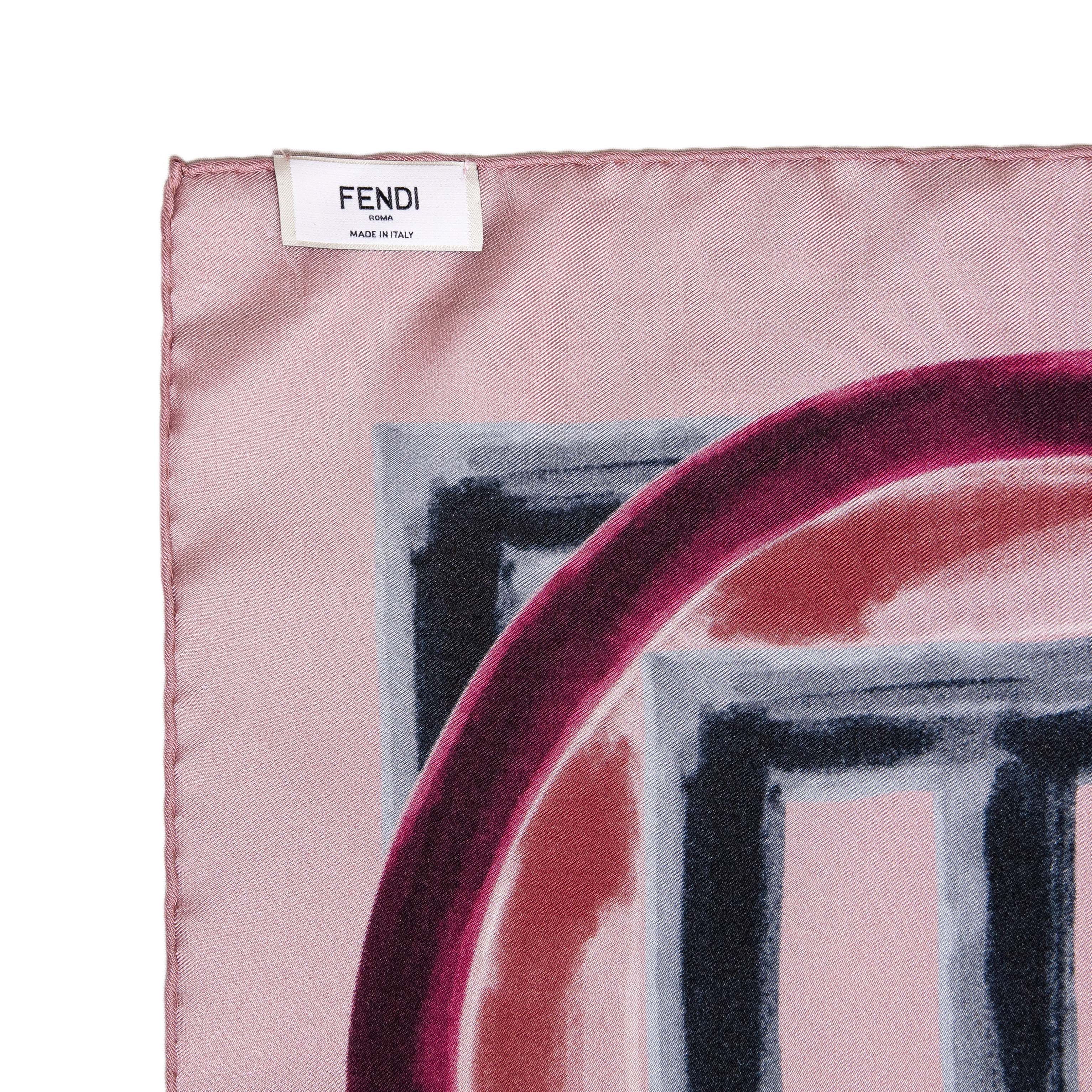 Fendi Pink Silk F Logo Scarf - Image 5