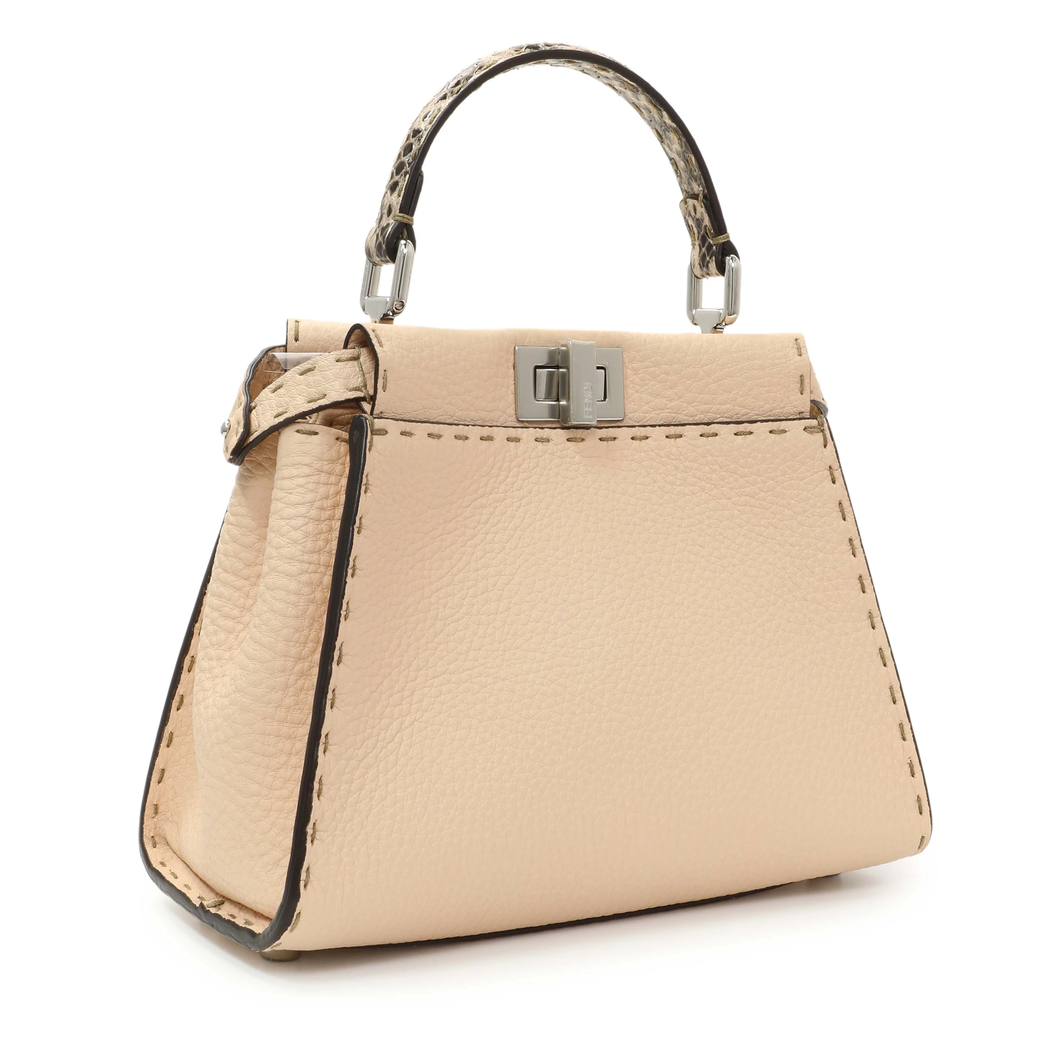 Fendi Plaster Cuoio Romano Snakeskin Selleria Mini Peekaboo Iconic Satchel - Image 2