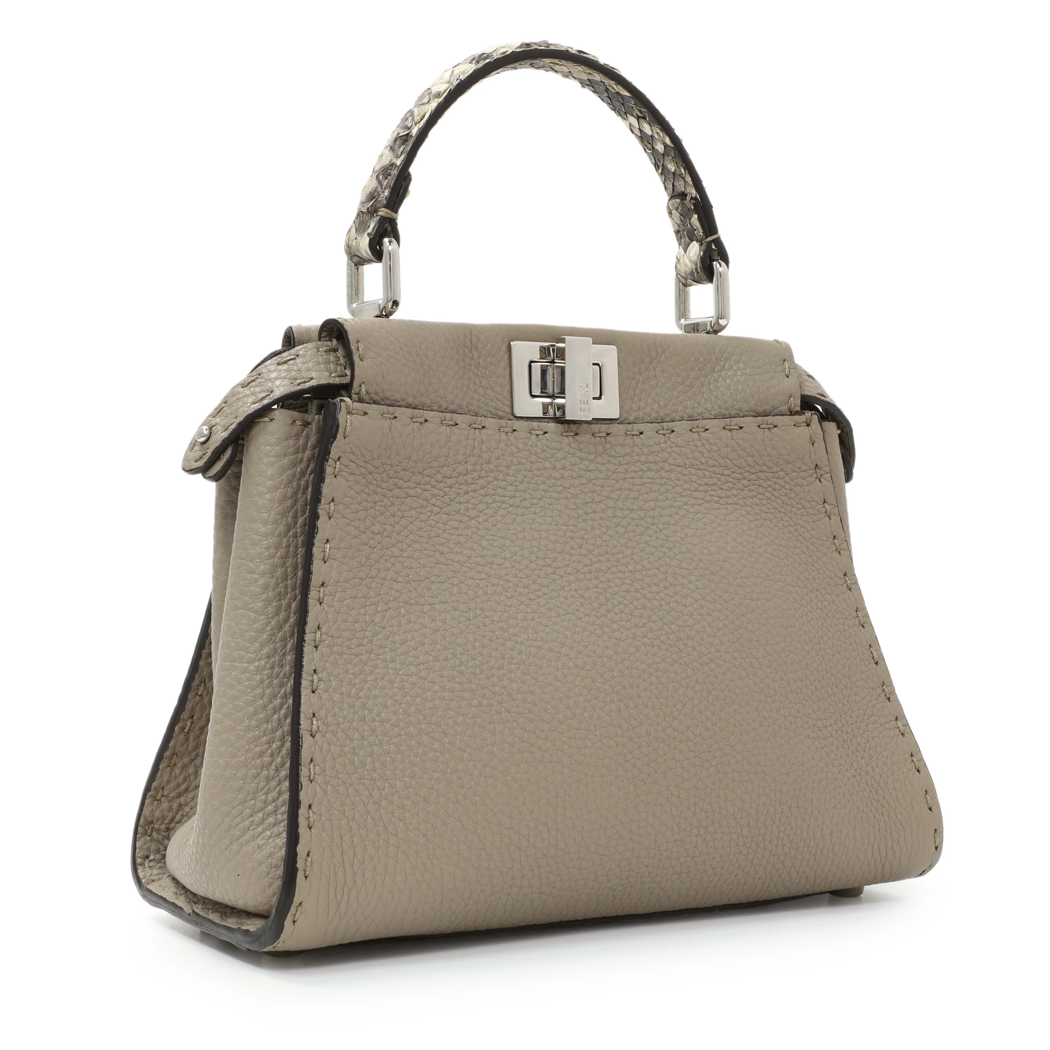 Fendi Plaster Cuoio Romano Snakeskin Selleria Mini Peekaboo Iconic Satchel - Image 2