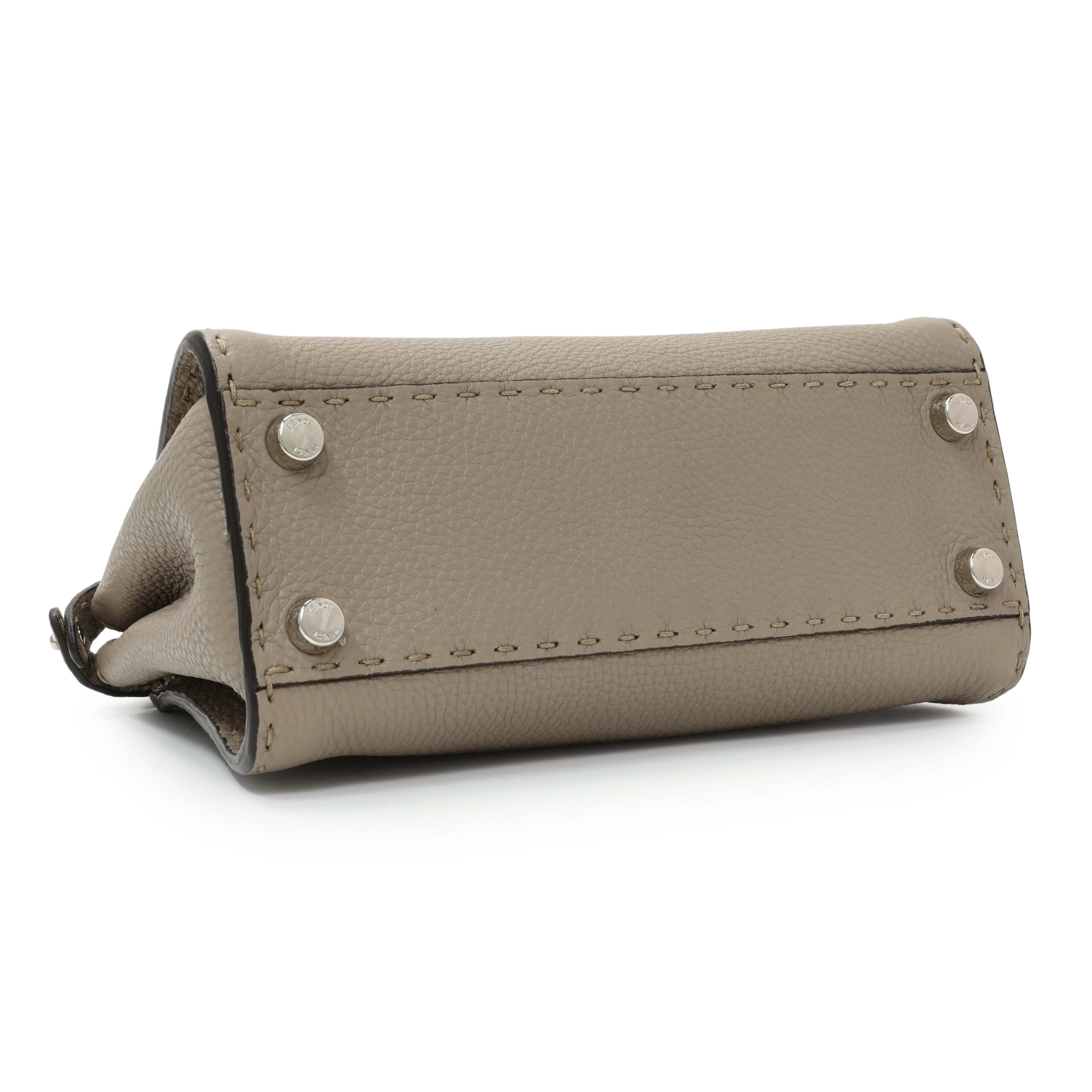 Fendi Plaster Cuoio Romano Snakeskin Selleria Mini Peekaboo Iconic Satchel - Image 3