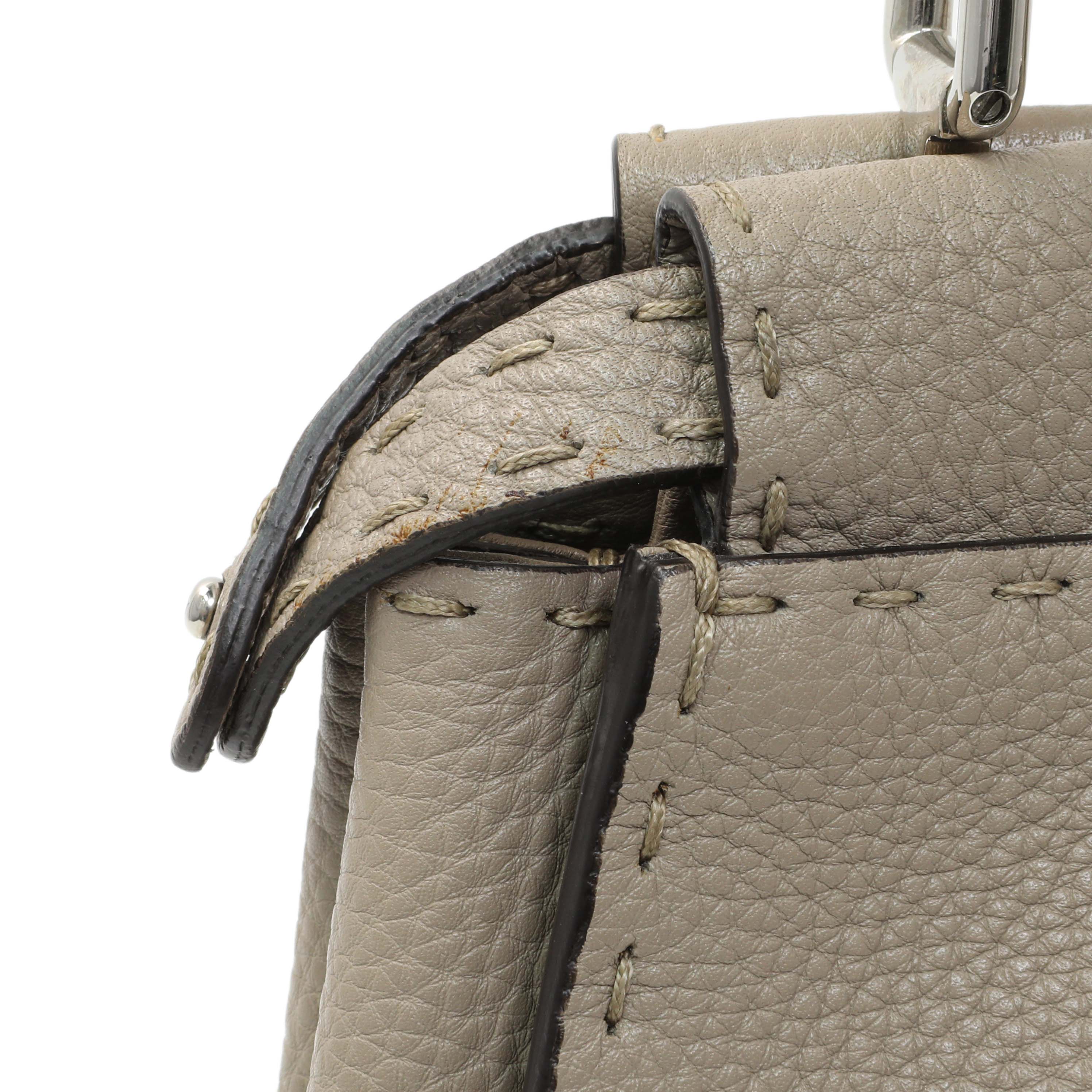 Fendi Plaster Cuoio Romano Snakeskin Selleria Mini Peekaboo Iconic Satchel - Image 7