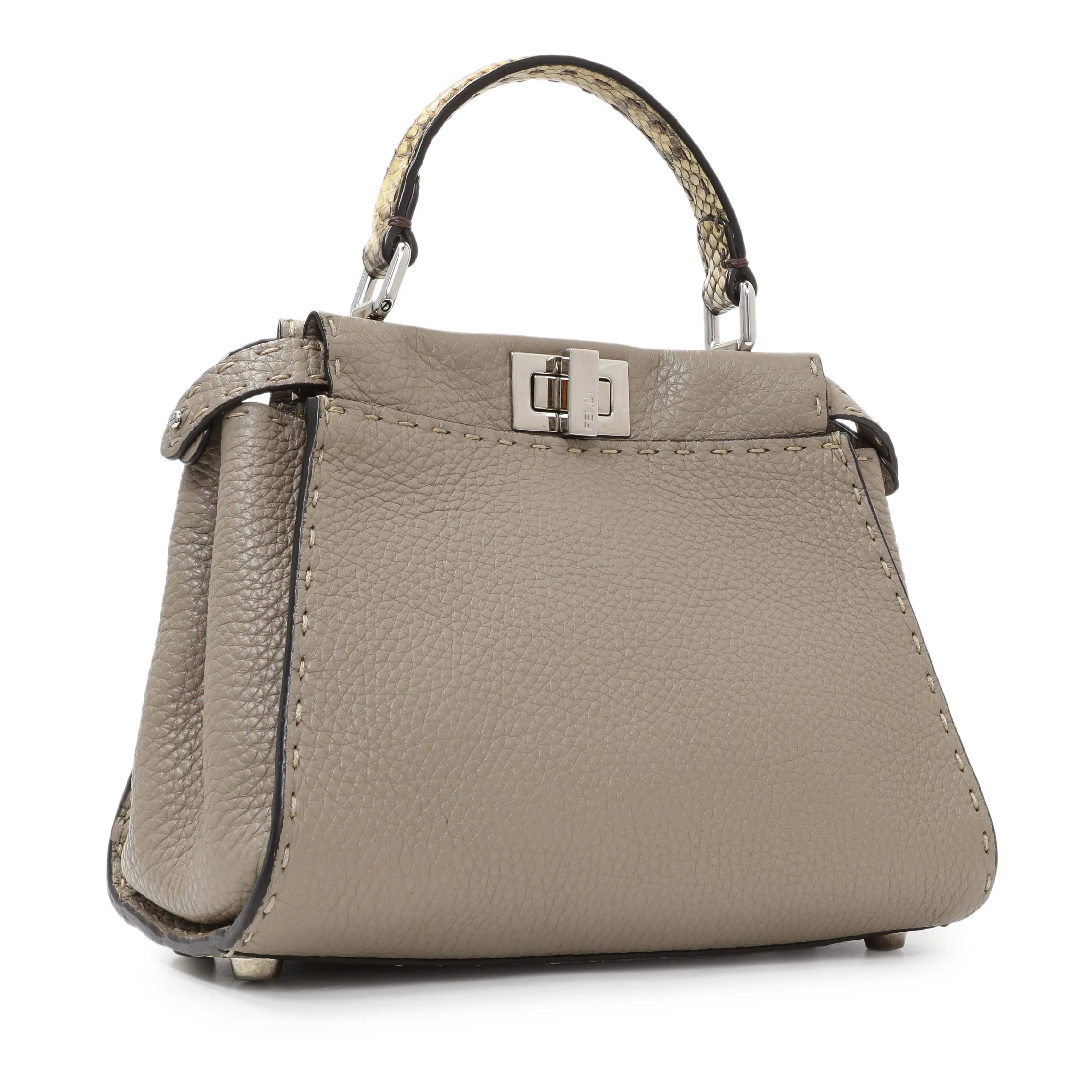 Fendi Plaster Cuoio Romano Snakeskin Selleria Mini Peekaboo Iconic Satchel - Image 2
