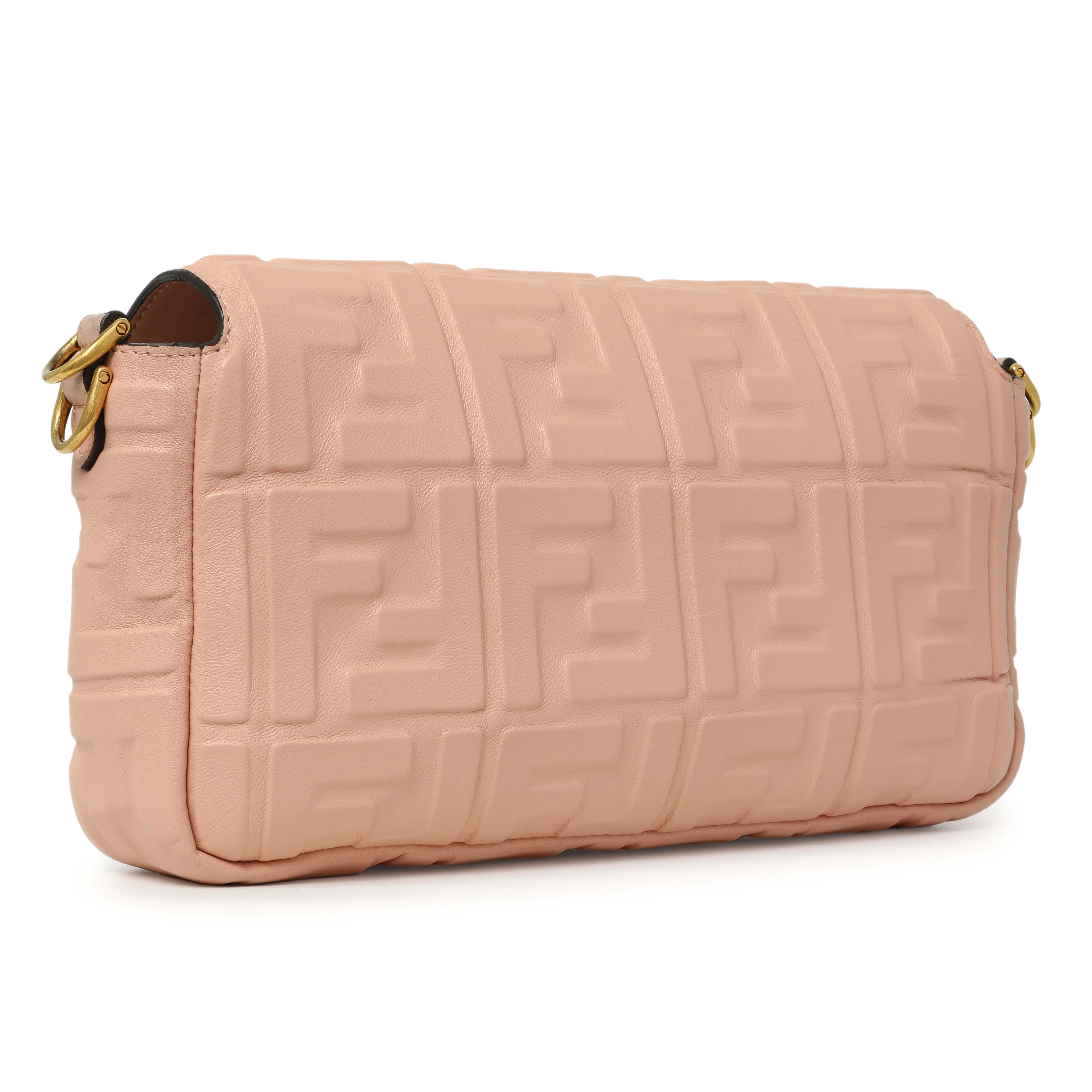 Fendi Rosa Bourbon Nappa FF 1974 Embossed Baguette - Image 2
