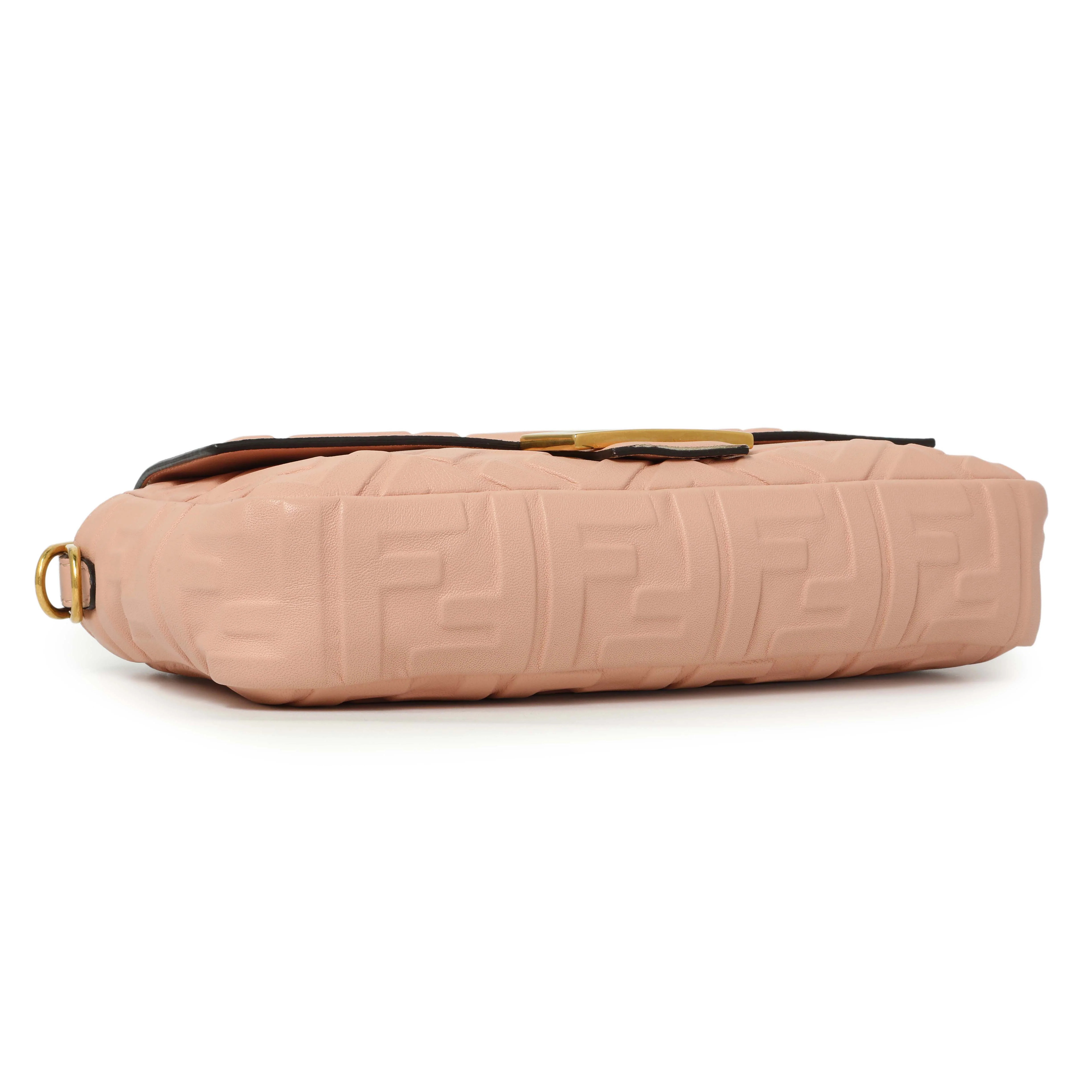 Fendi Rosa Bourbon Nappa FF 1974 Embossed Baguette - Image 3