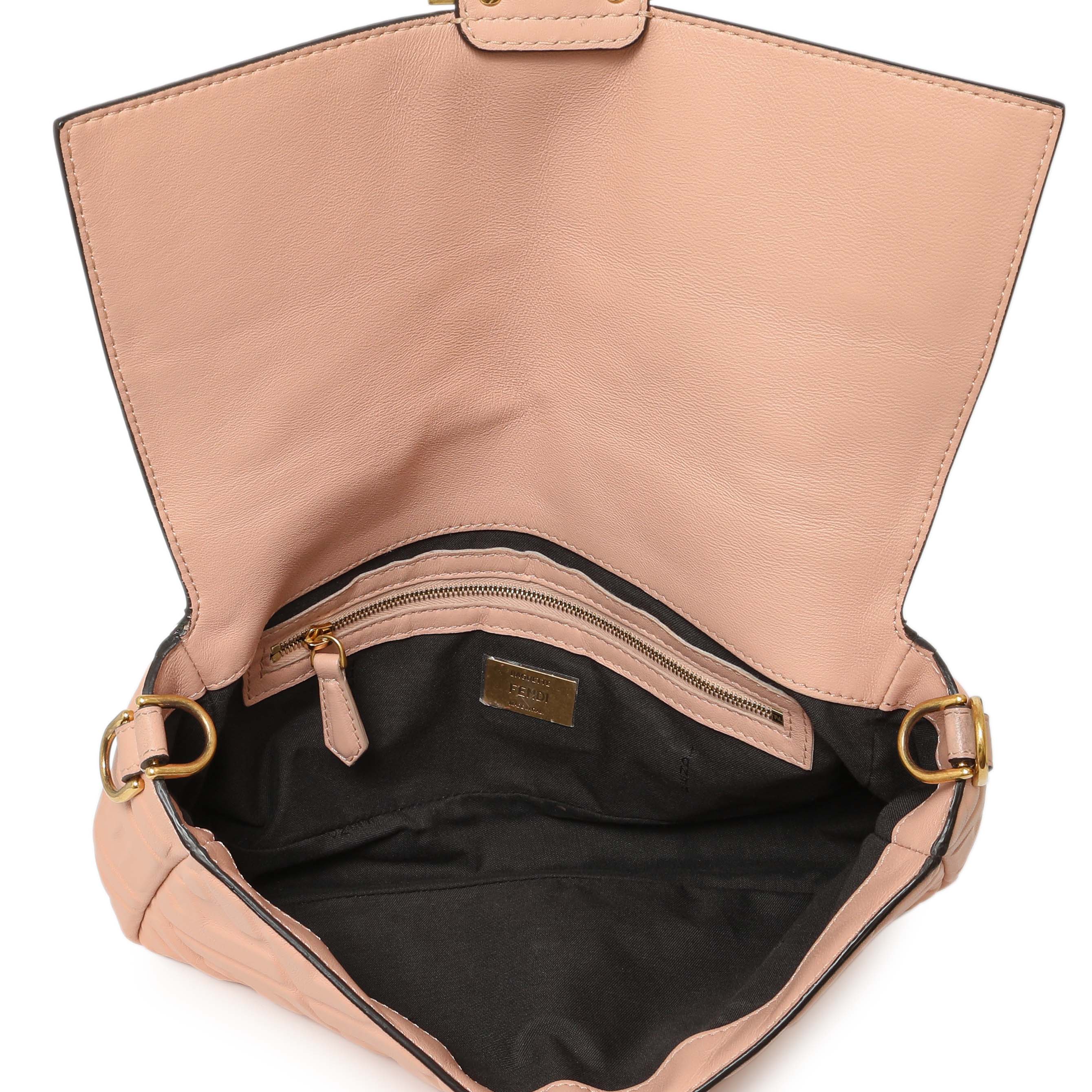 Fendi Rosa Bourbon Nappa FF 1974 Embossed Baguette - Image 8