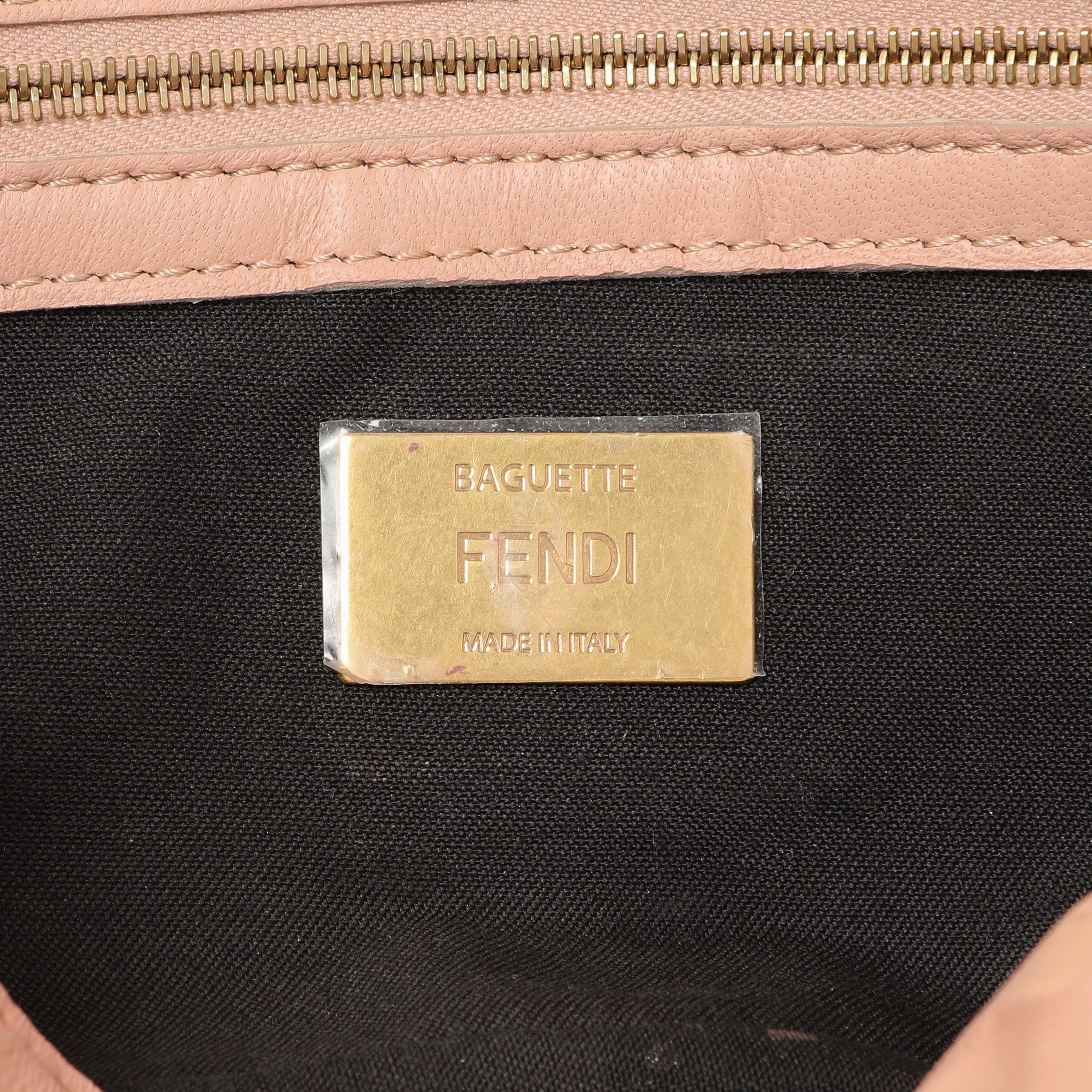 Fendi Rosa Bourbon Nappa FF 1974 Embossed Baguette - Image 9