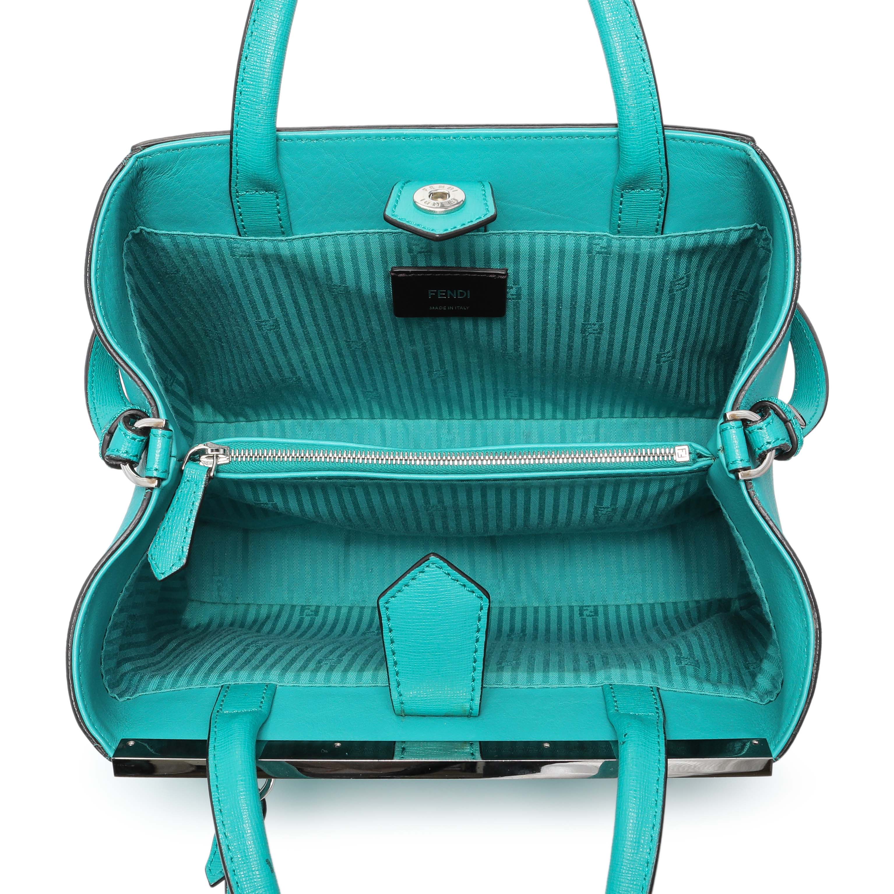 Fendi Teal Vitello Elite Petite 2Jours Tote - Image 4