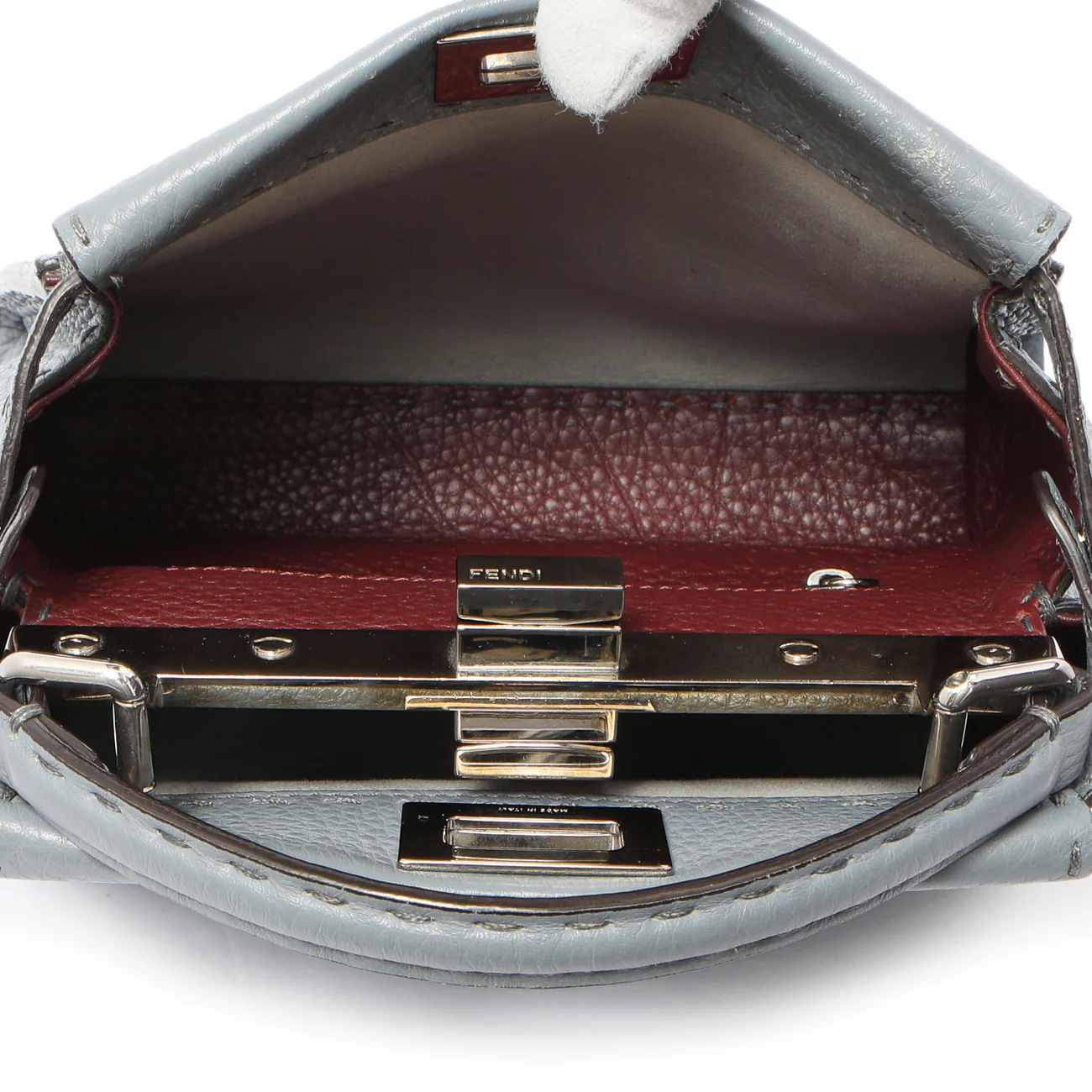 Fendi Tempesta Calfskin Romano Selleria Mini Peekaboo Iconic Satchel - Image 5