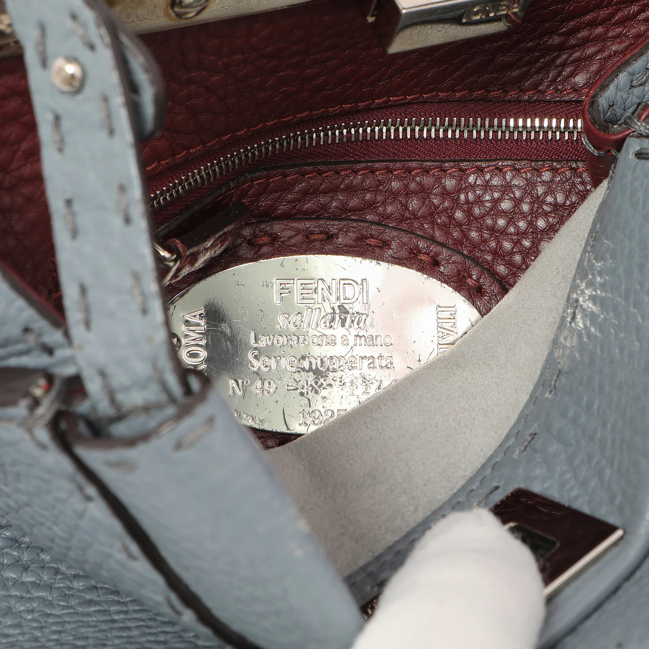 Fendi Tempesta Calfskin Romano Selleria Mini Peekaboo Iconic Satchel - Image 6