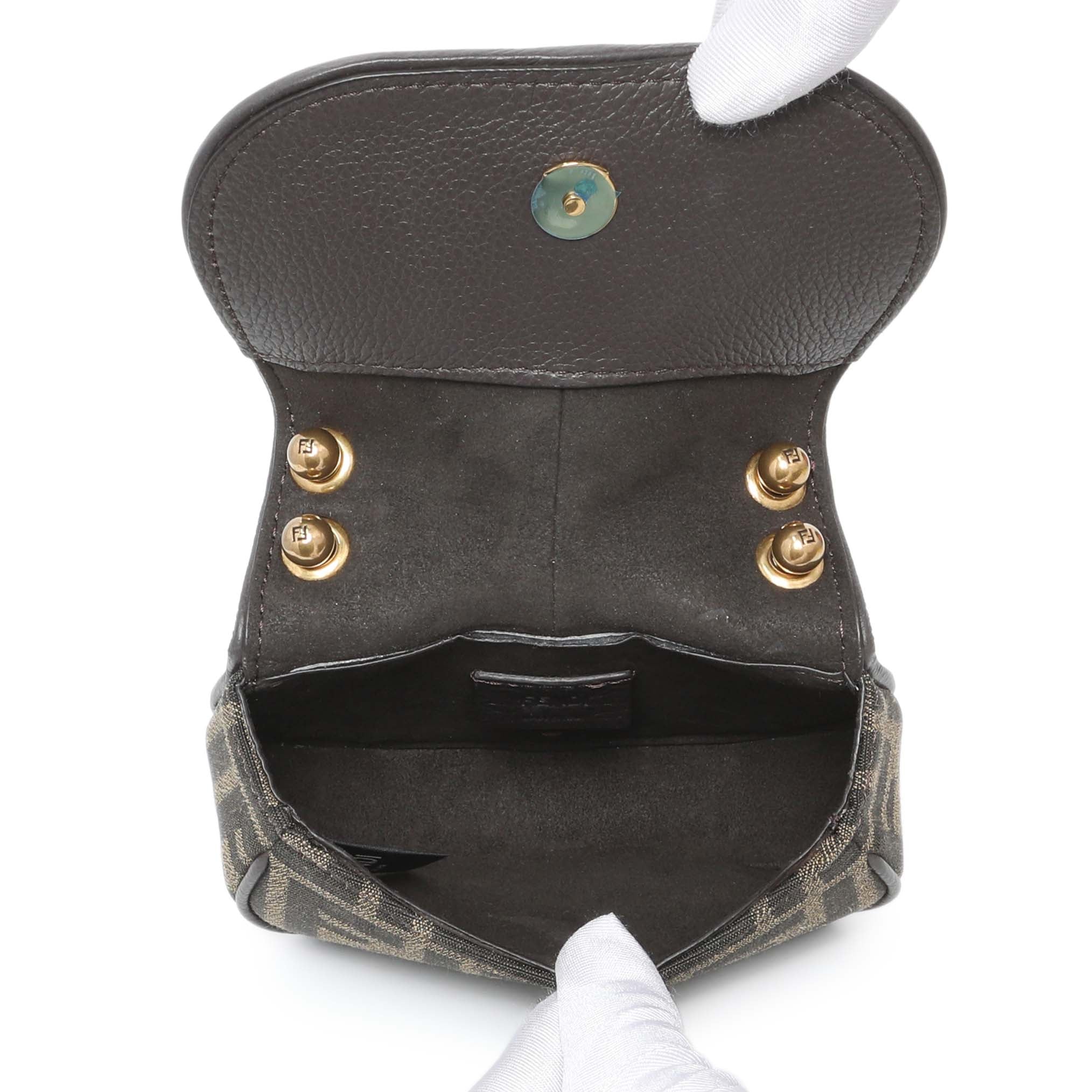 Fendi Tobacco Jacquard Vitello Cher Cuoio FF 1974 Nano C'mon - Image 4