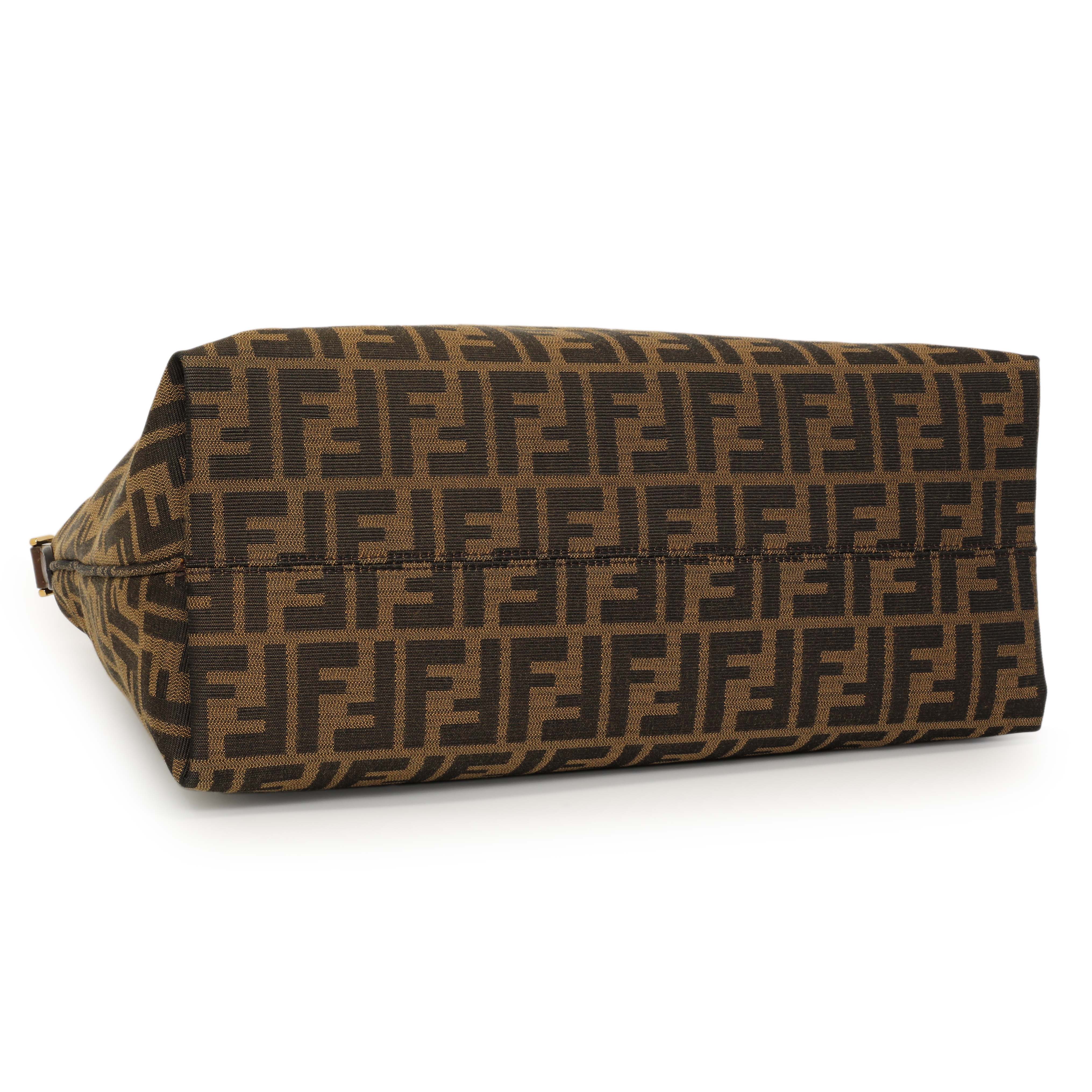 Fendi Tobacco Zucca Vitello Artic Small Clasp Top Hobo Bag - Image 3