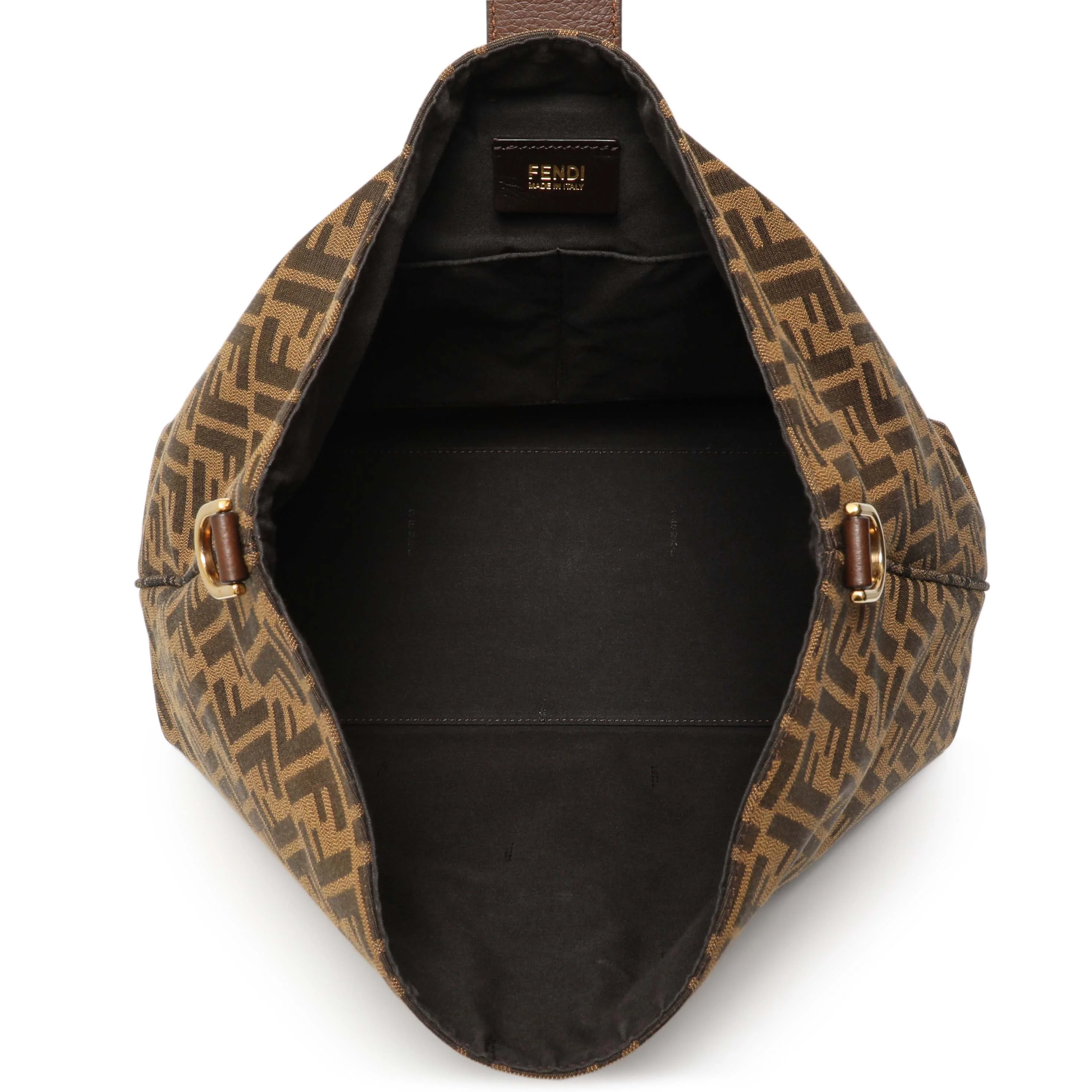 Fendi Tobacco Zucca Vitello Artic Small Clasp Top Hobo Bag - Image 4