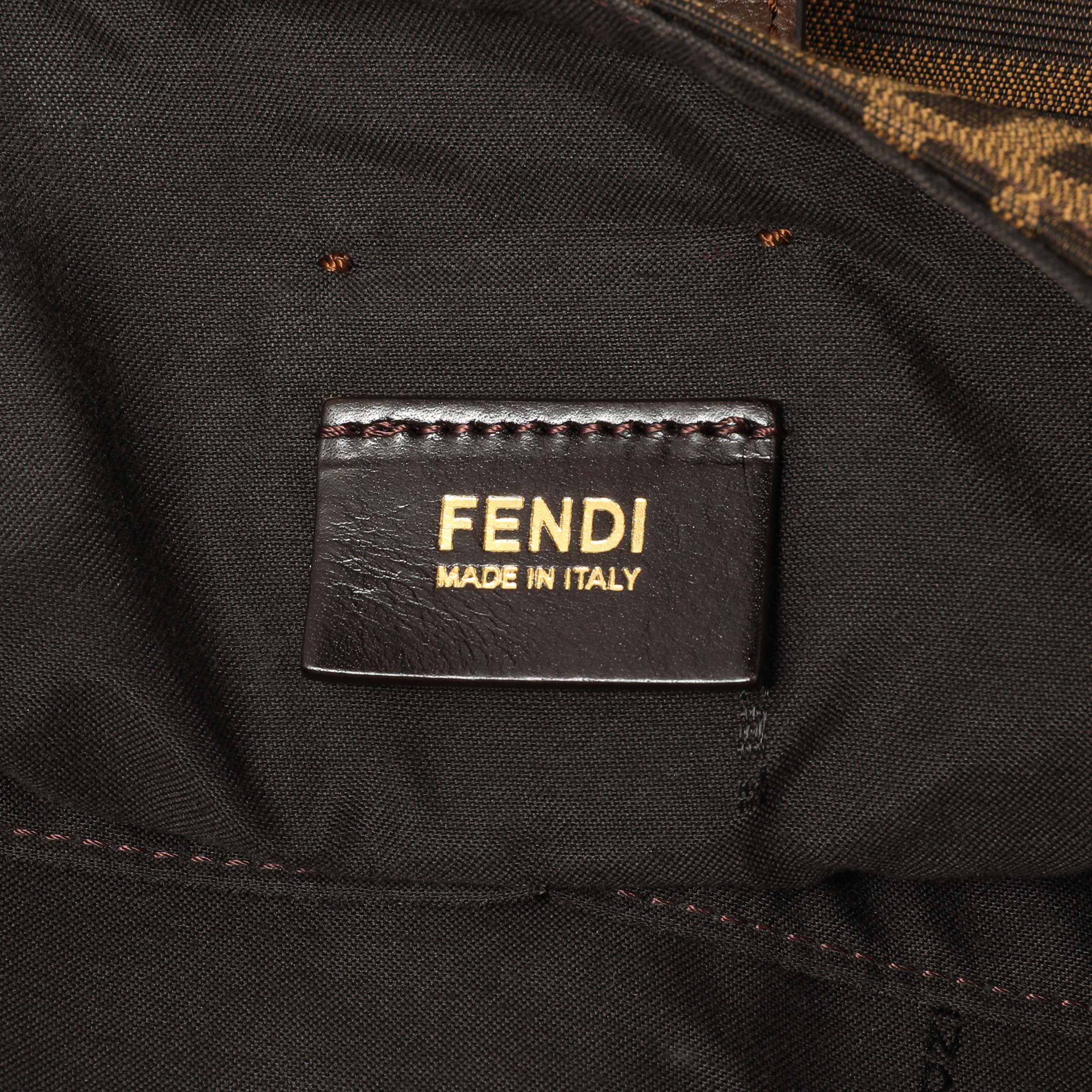 Fendi Tobacco Zucca Vitello Artic Small Clasp Top Hobo Bag - Image 5
