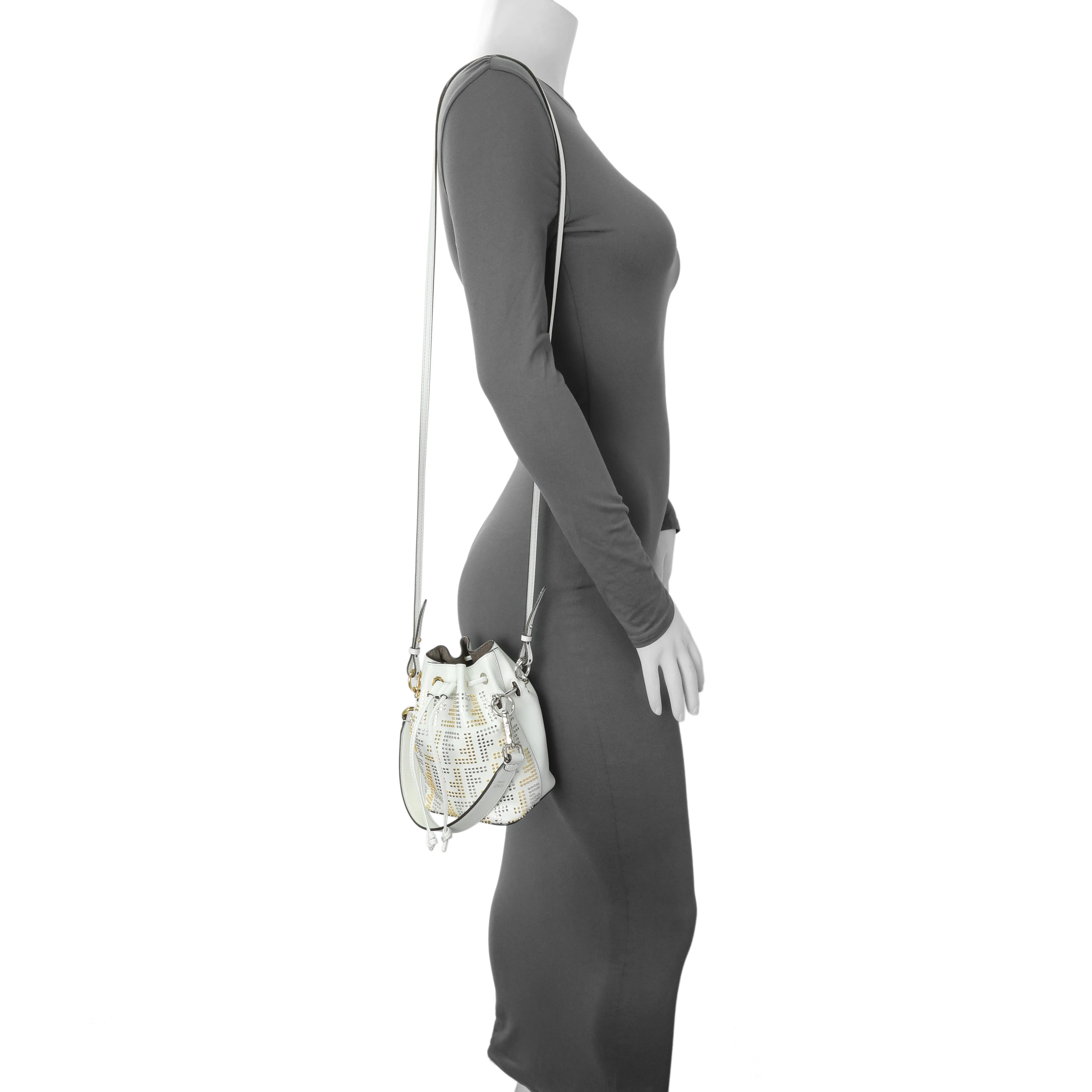Fendi Vitello Liberty F is Fendi Studded Mini Mon Tresor Bucket Bag - Image 7