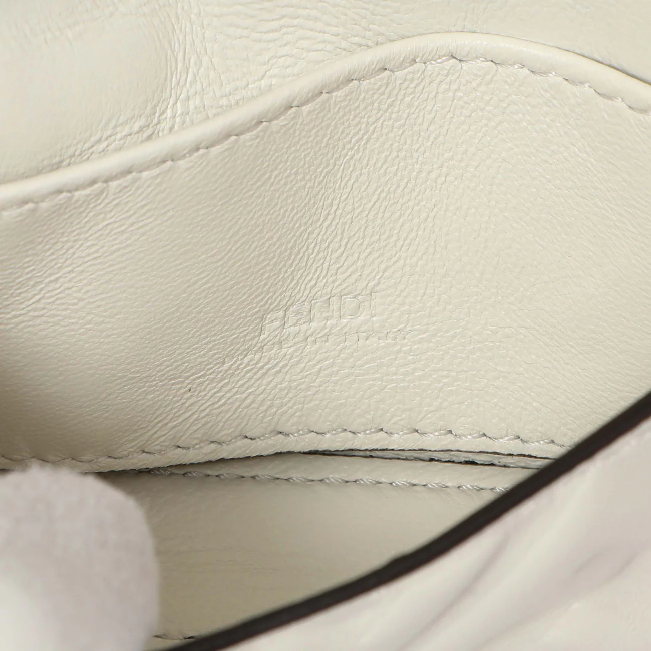 Fendi White Nappa Matisse FF Embossed Nano Baguette Charm - Image 5