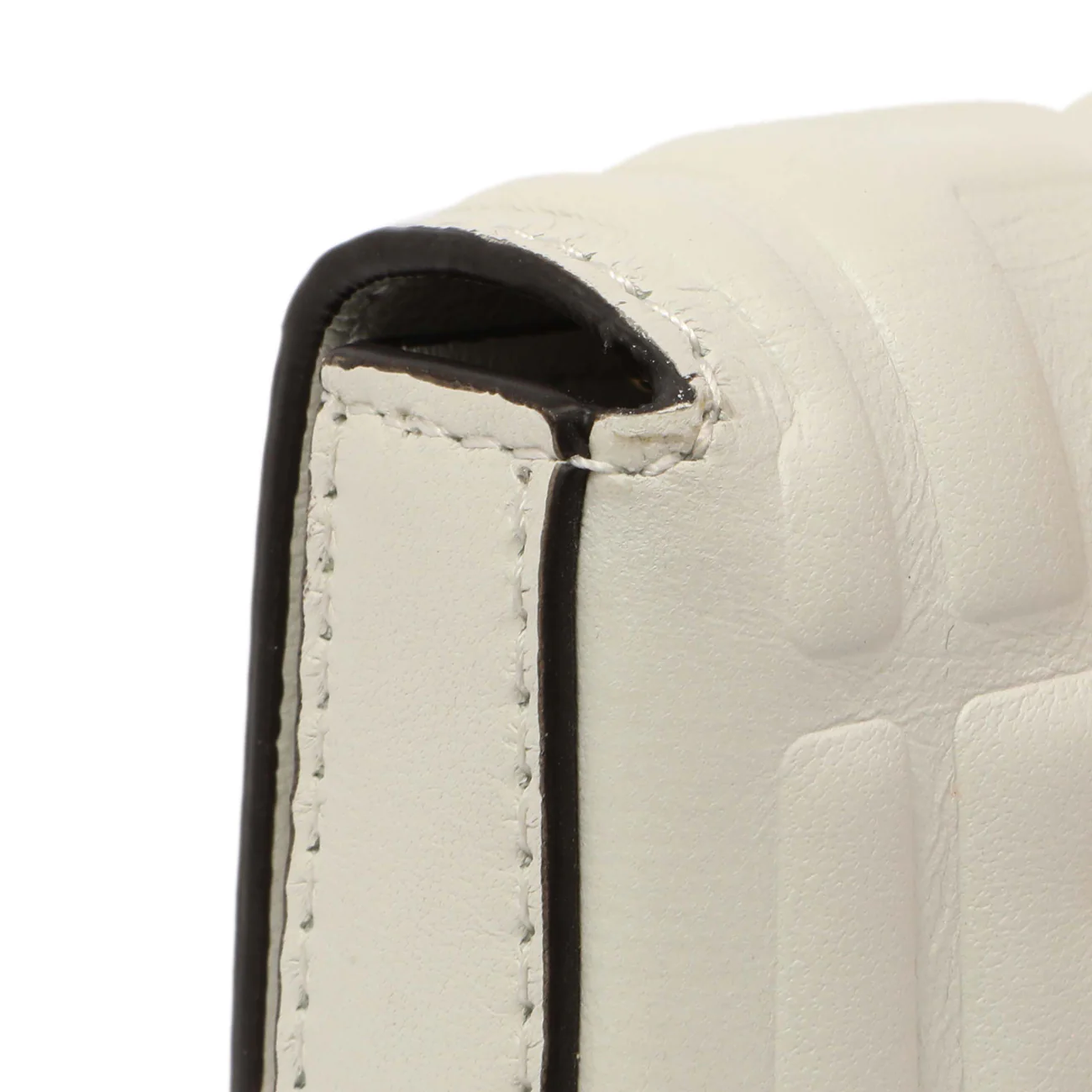 Fendi White Nappa Matisse FF Embossed Nano Baguette Charm - Image 7