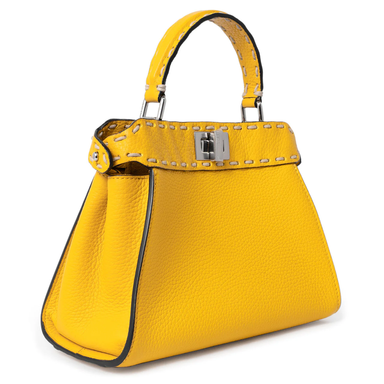 Fendi Yellow Cuoio Romano Selleria Mini Peekaboo Iconic Satchel - Image 2