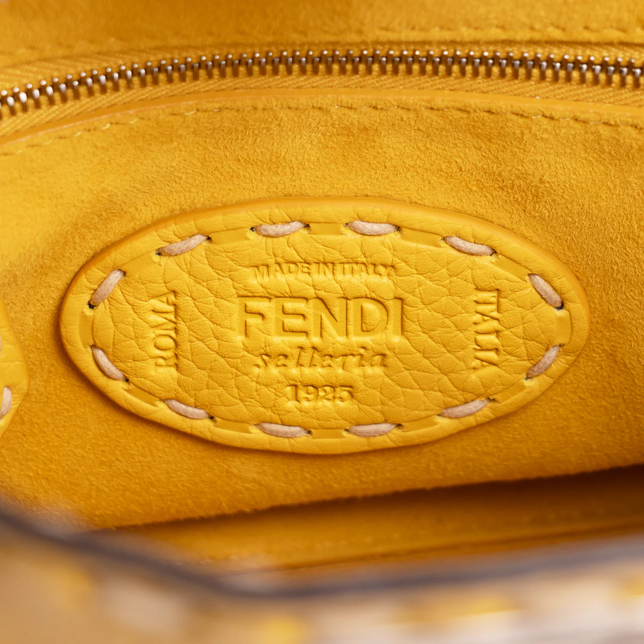 Fendi Yellow Cuoio Romano Selleria Mini Peekaboo Iconic Satchel - Image 5