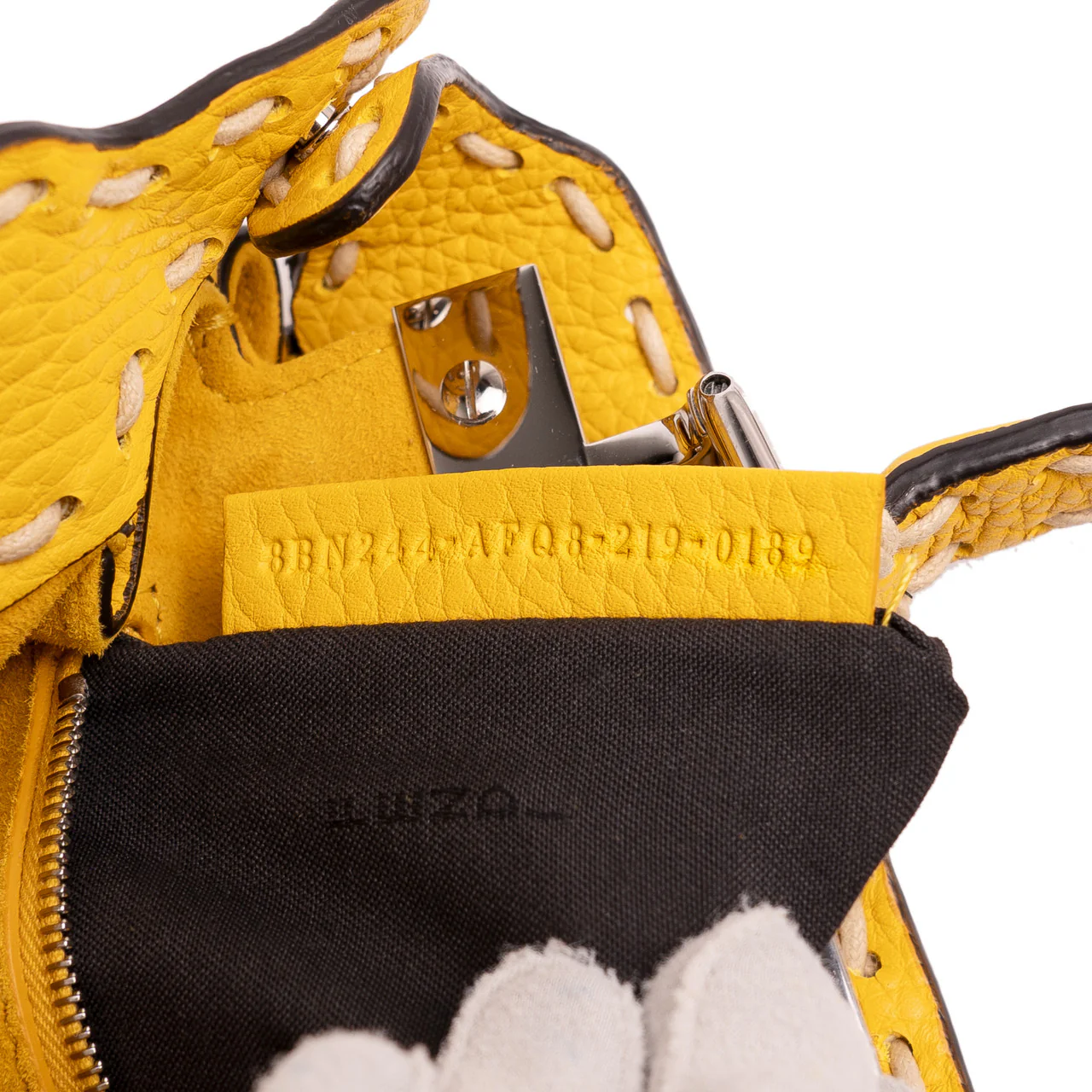 Fendi Yellow Cuoio Romano Selleria Mini Peekaboo Iconic Satchel - Image 6