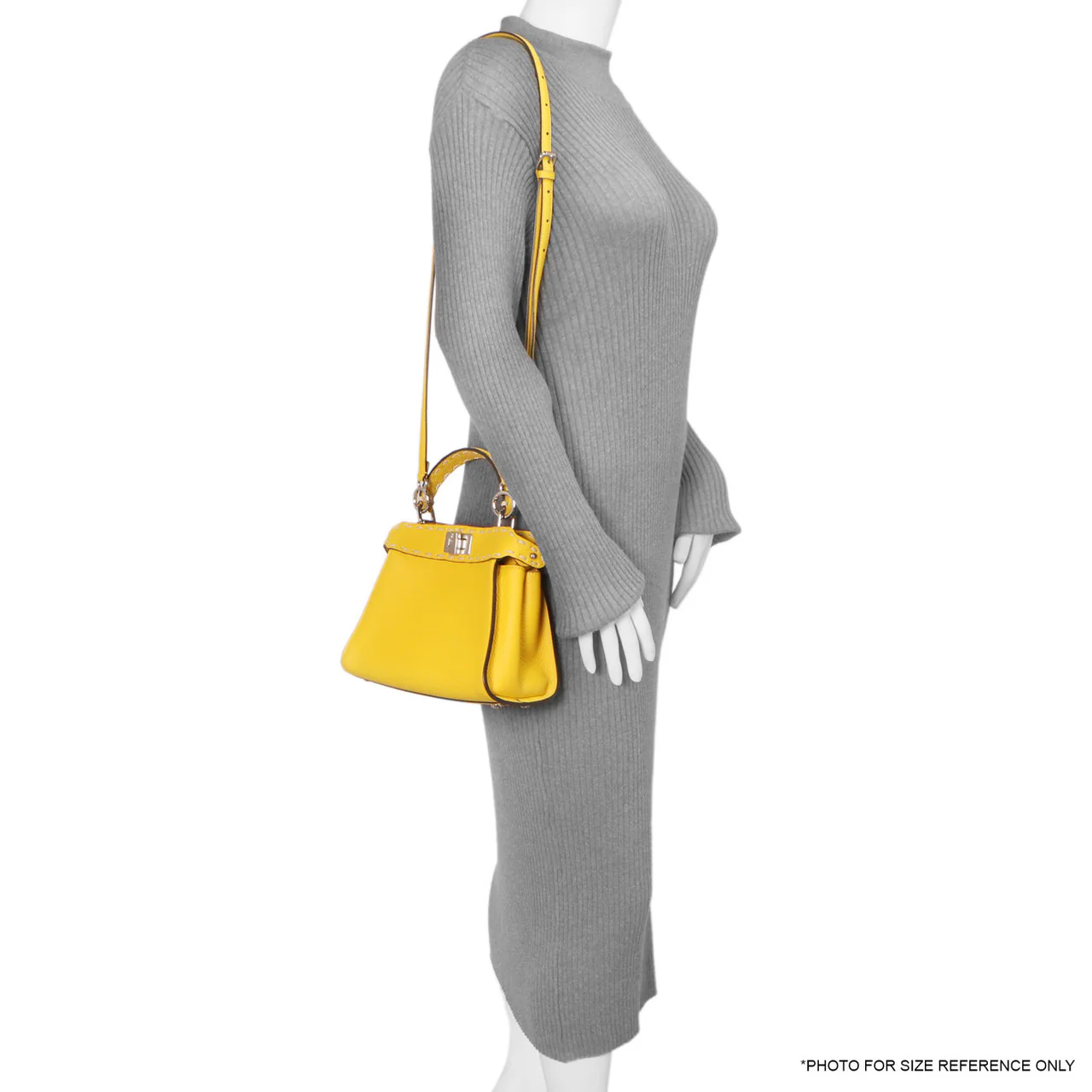 Fendi Yellow Cuoio Romano Selleria Mini Peekaboo Iconic Satchel - Image 7